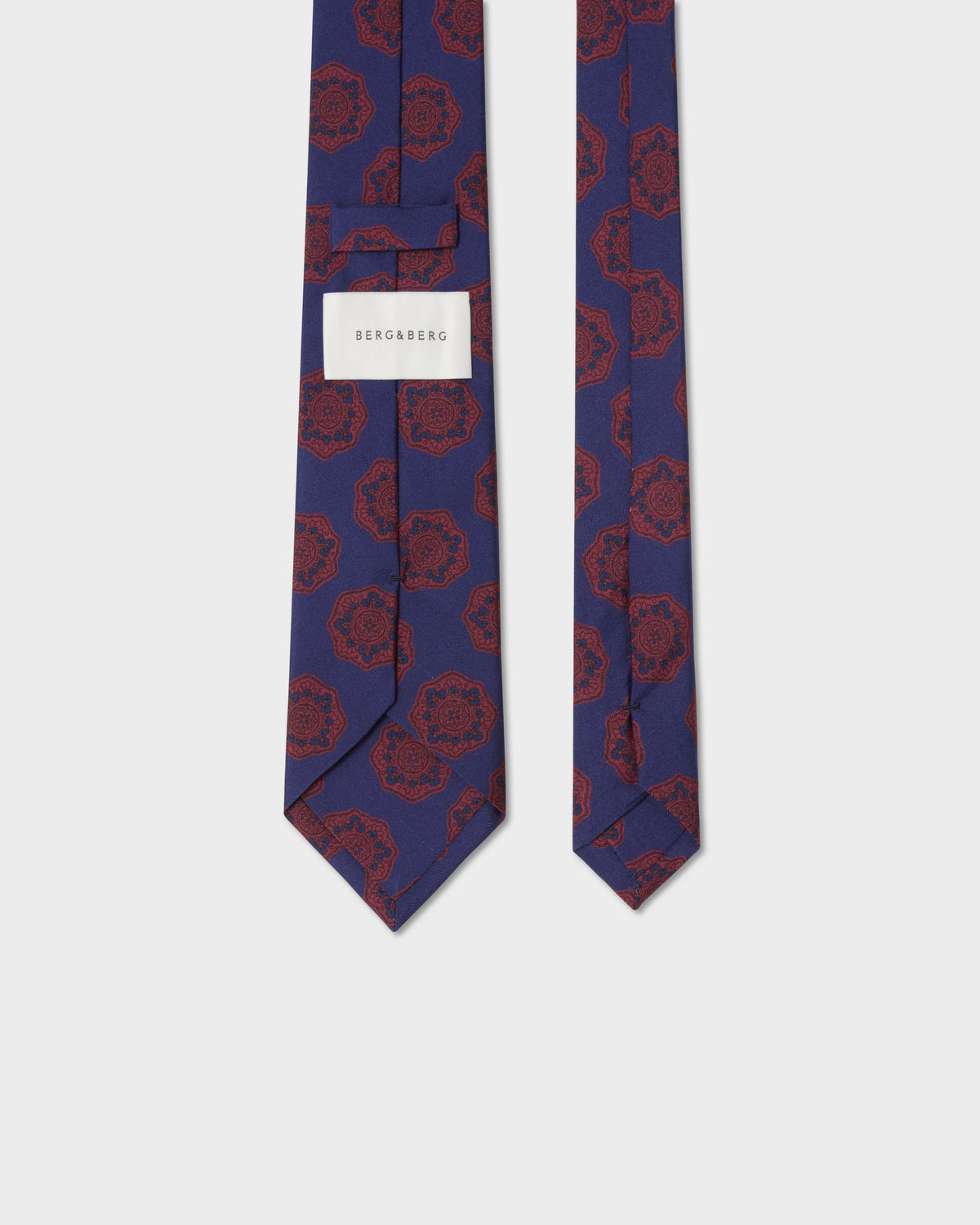 Printed Silk Tie - Navy Berg & Berg