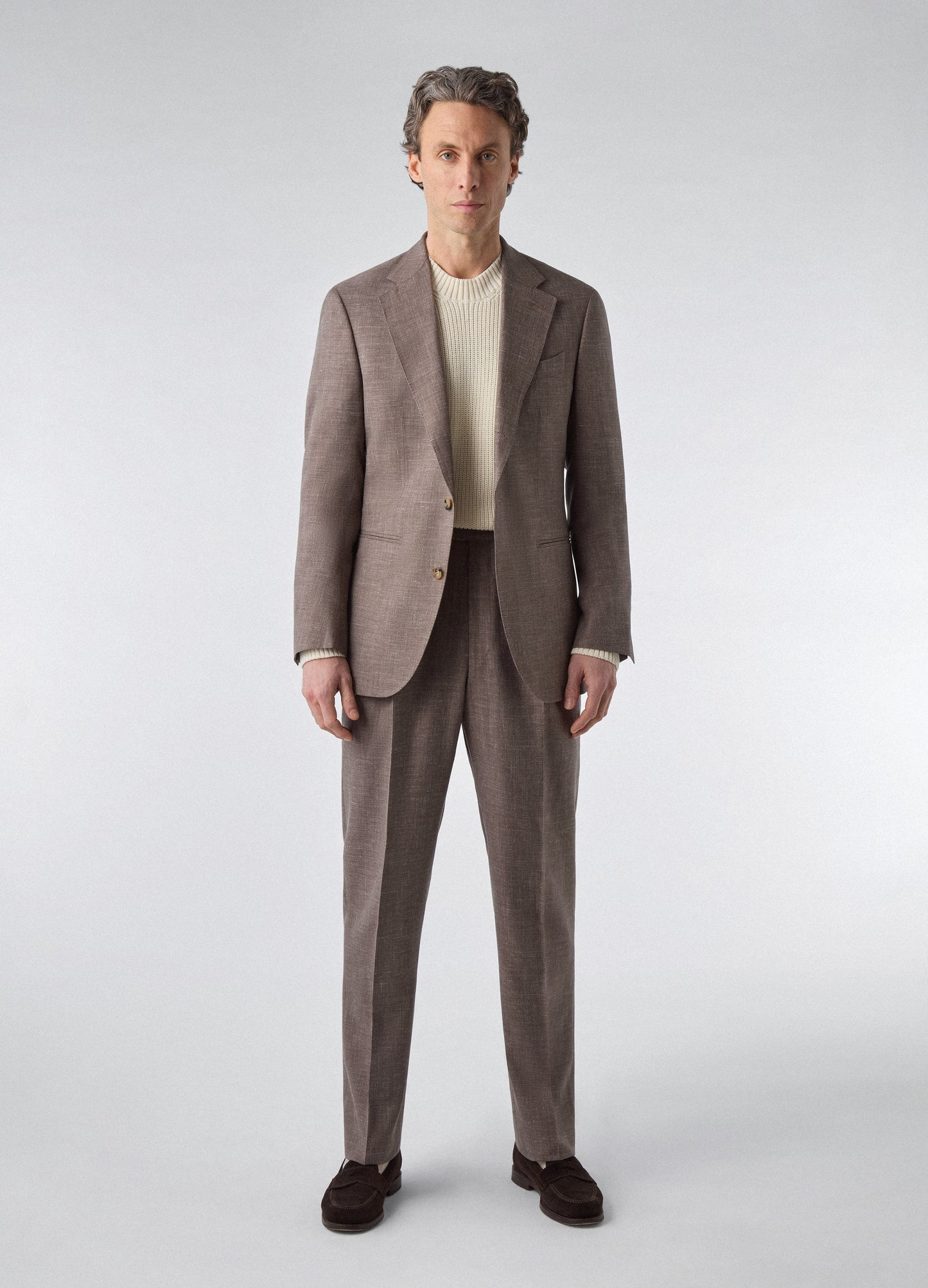 Don Wool/Silk/Linen Suit - Taupe | Berg & Berg