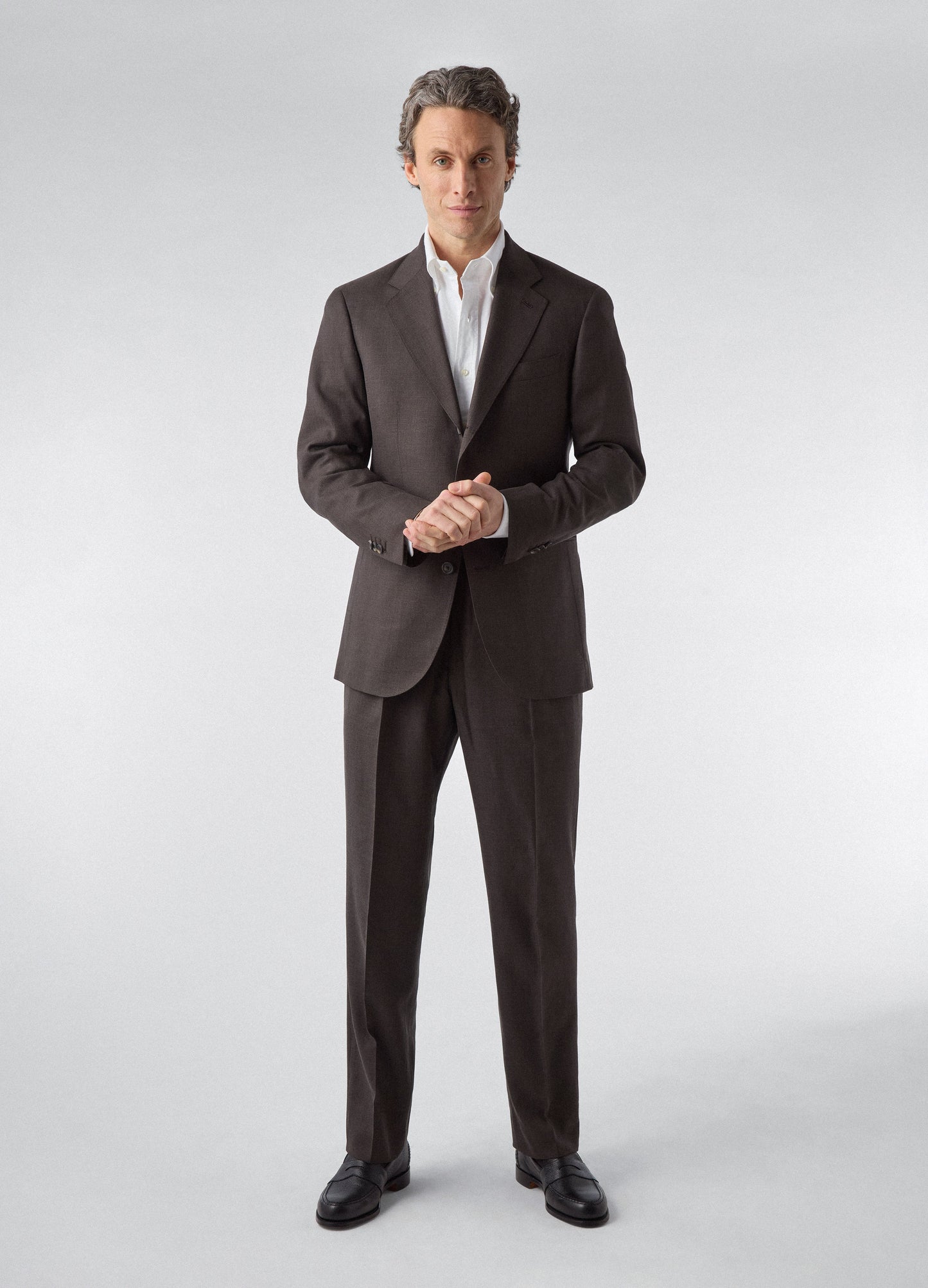 Don Wool/Silk/Linen Suit - Brown | Berg & Berg