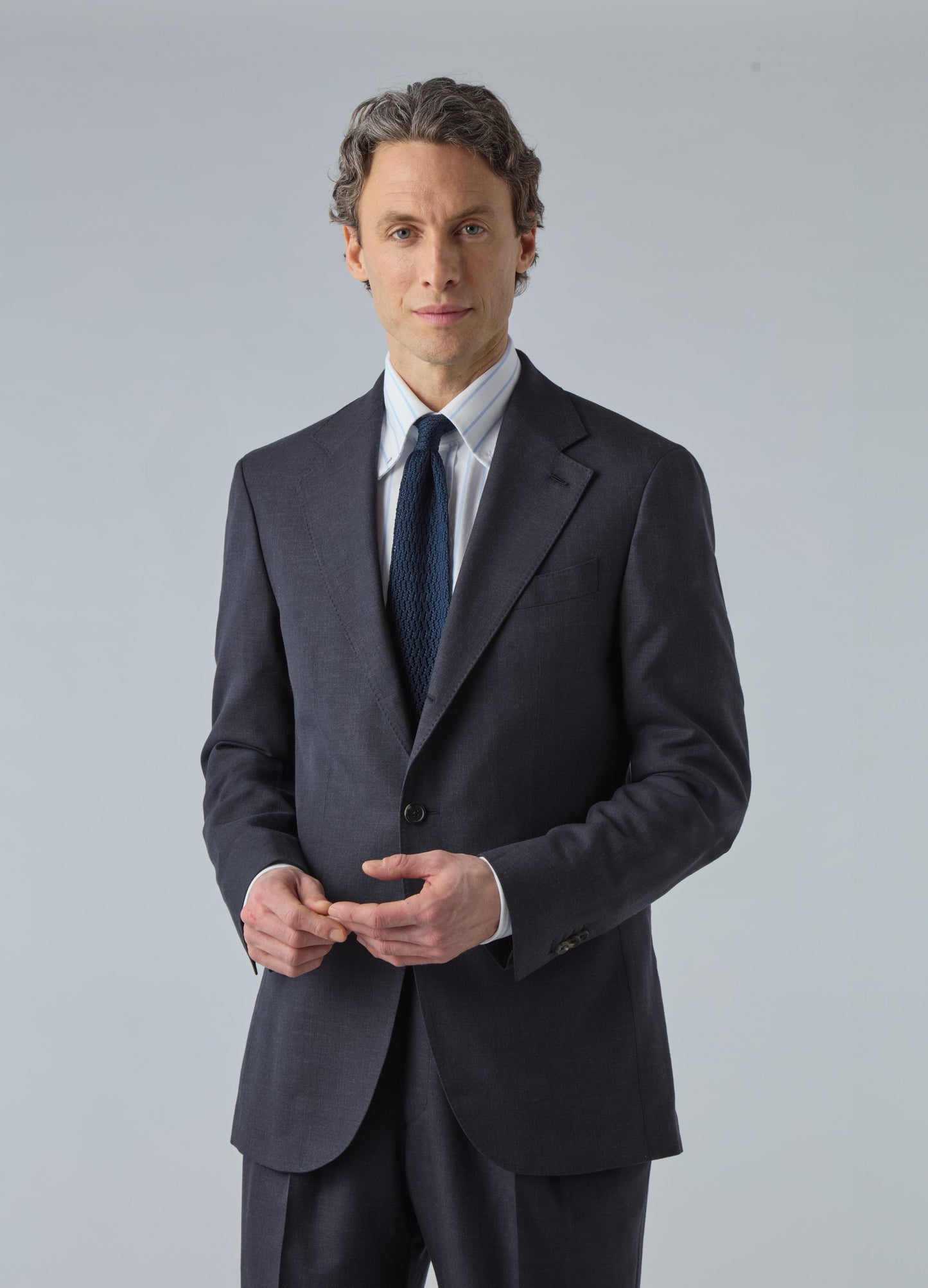 Don Wool/Silk/Linen Suit - Navy | Berg & Berg