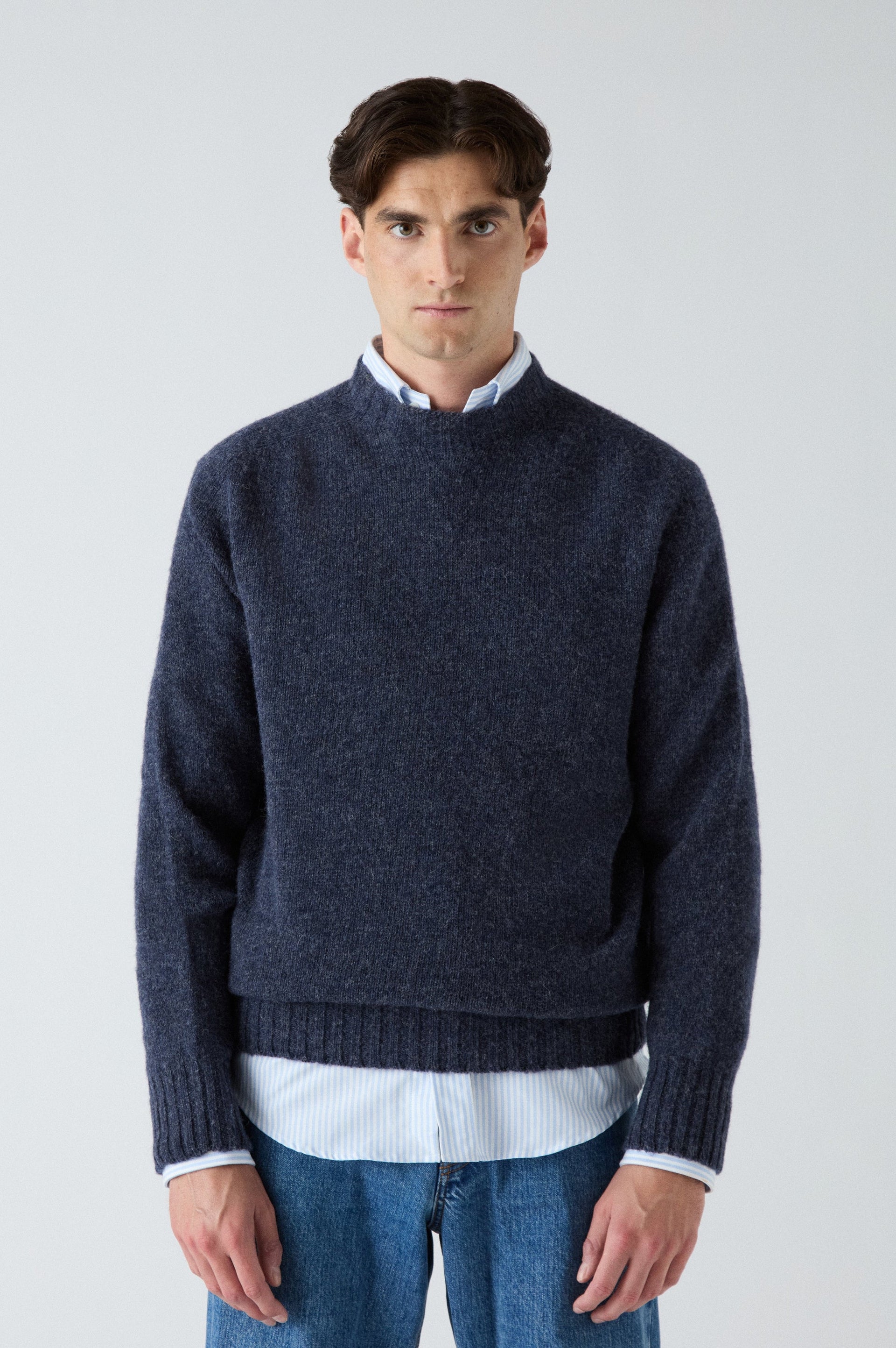 Birger Shaggy Crew Neck - Navy | Berg & Berg