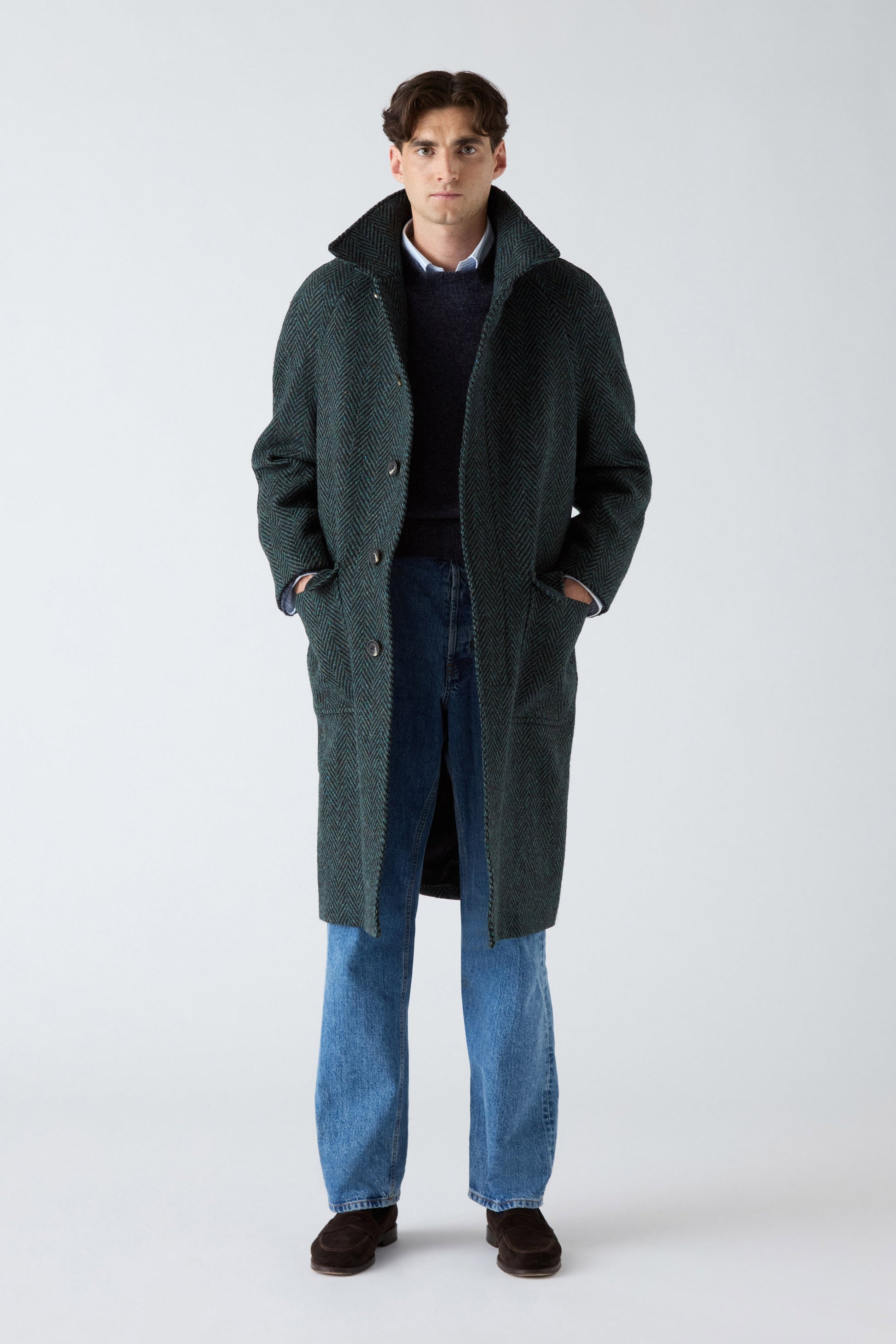 Nelson Tweed Raglan Coat - Blue | Berg & Berg