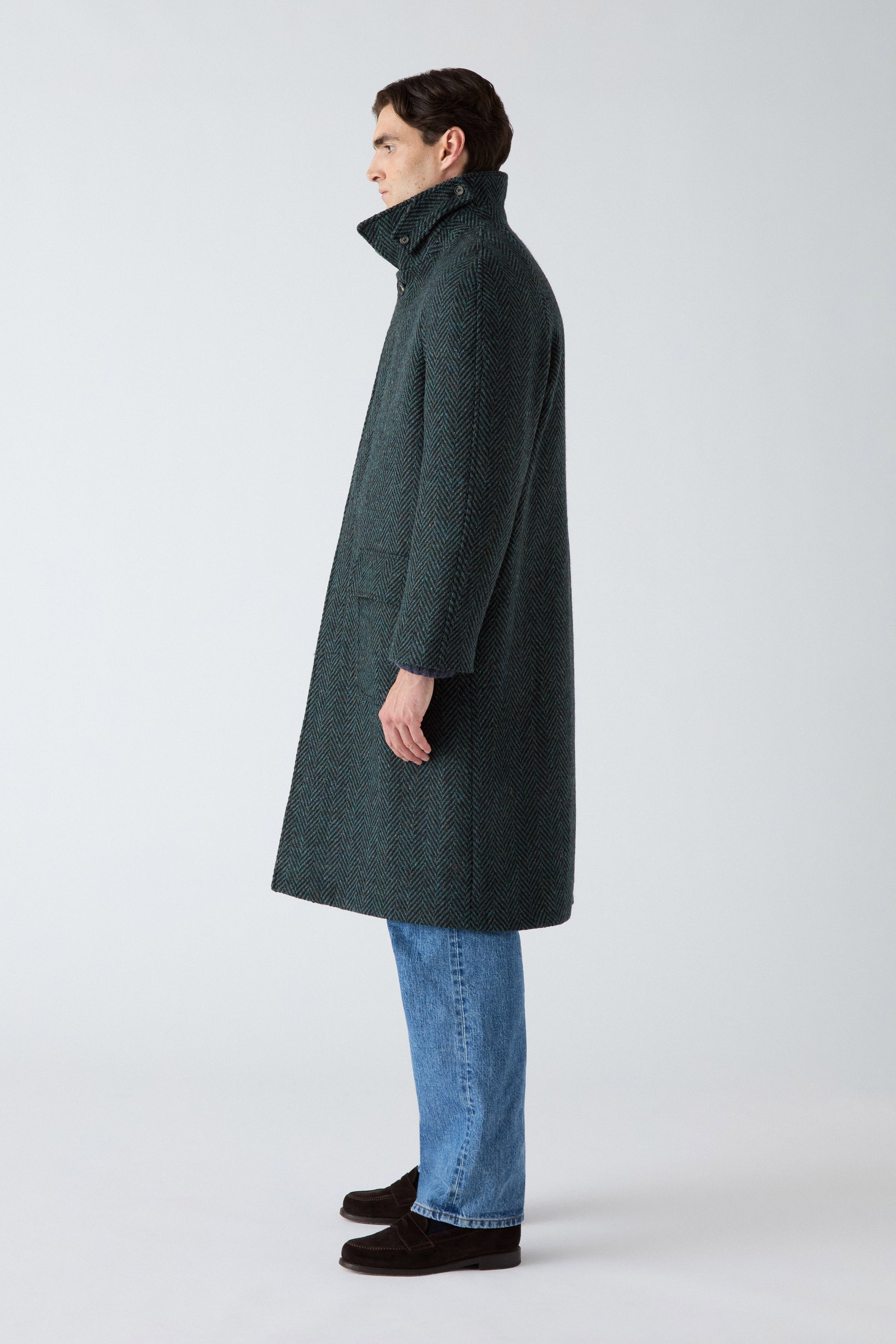 Nelson Tweed Raglan Coat - Blue | Berg & Berg