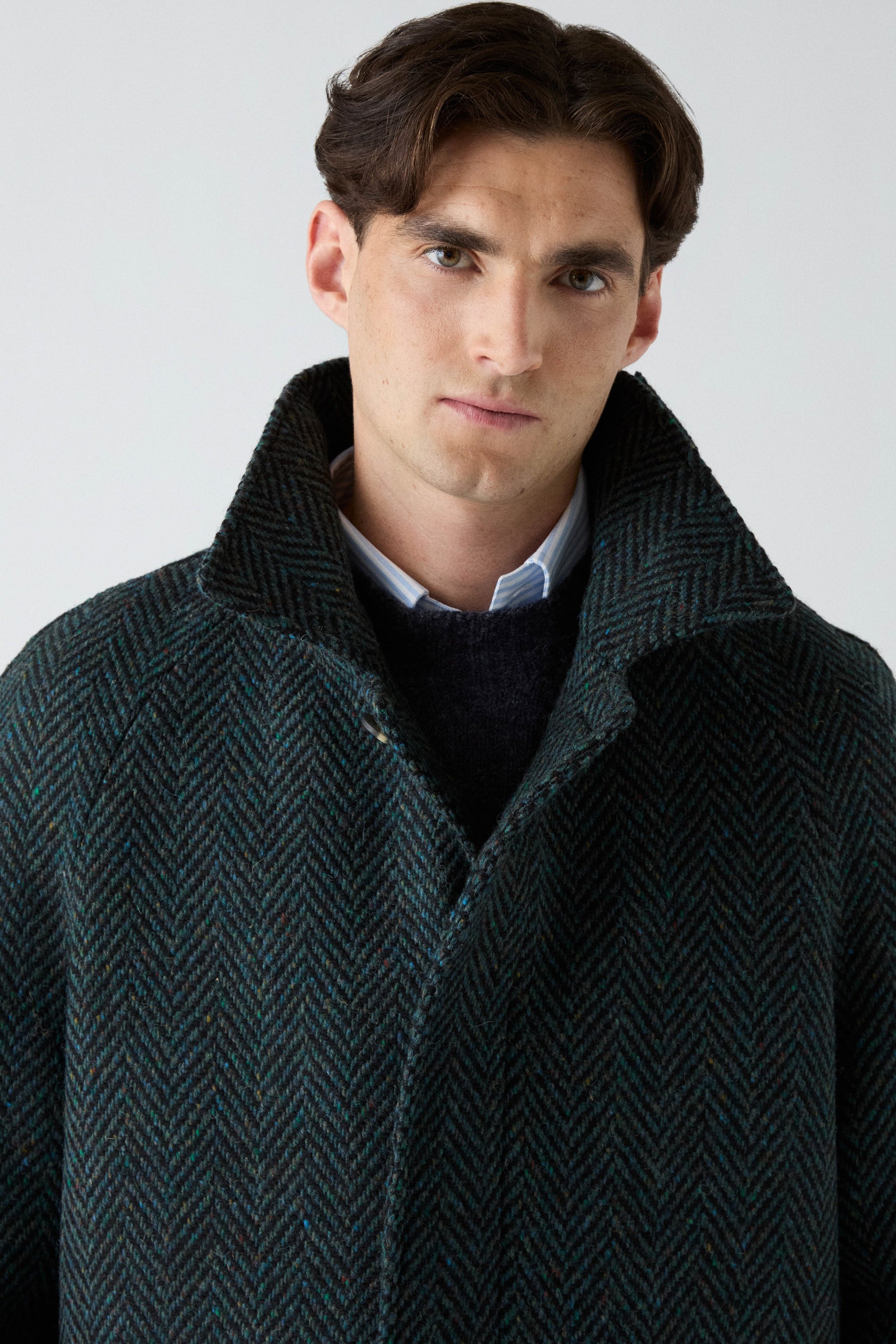 Nelson Tweed Raglan Coat - Blue | Berg & Berg