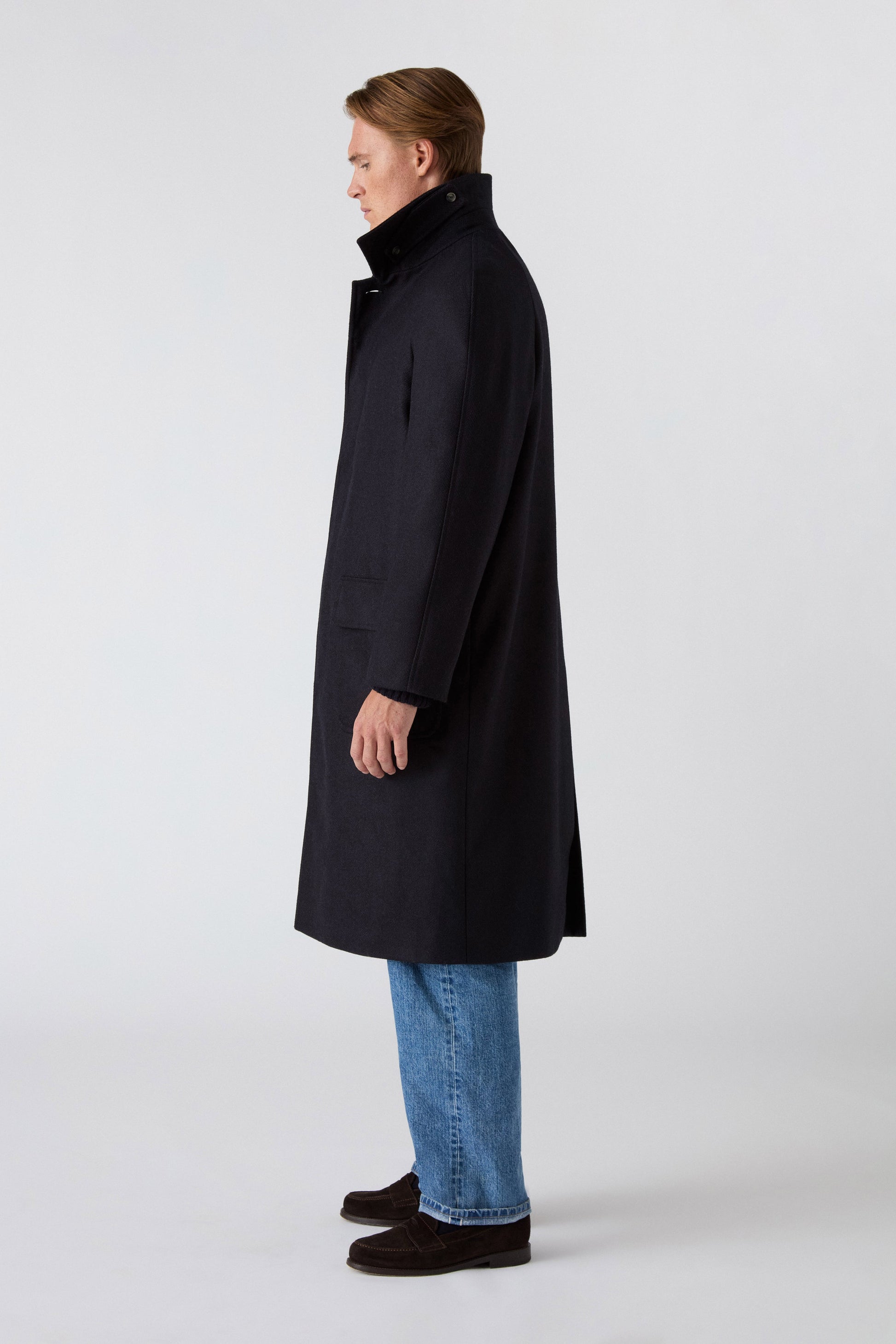 Nelson Tweed Raglan Coat - Navy | Berg & Berg