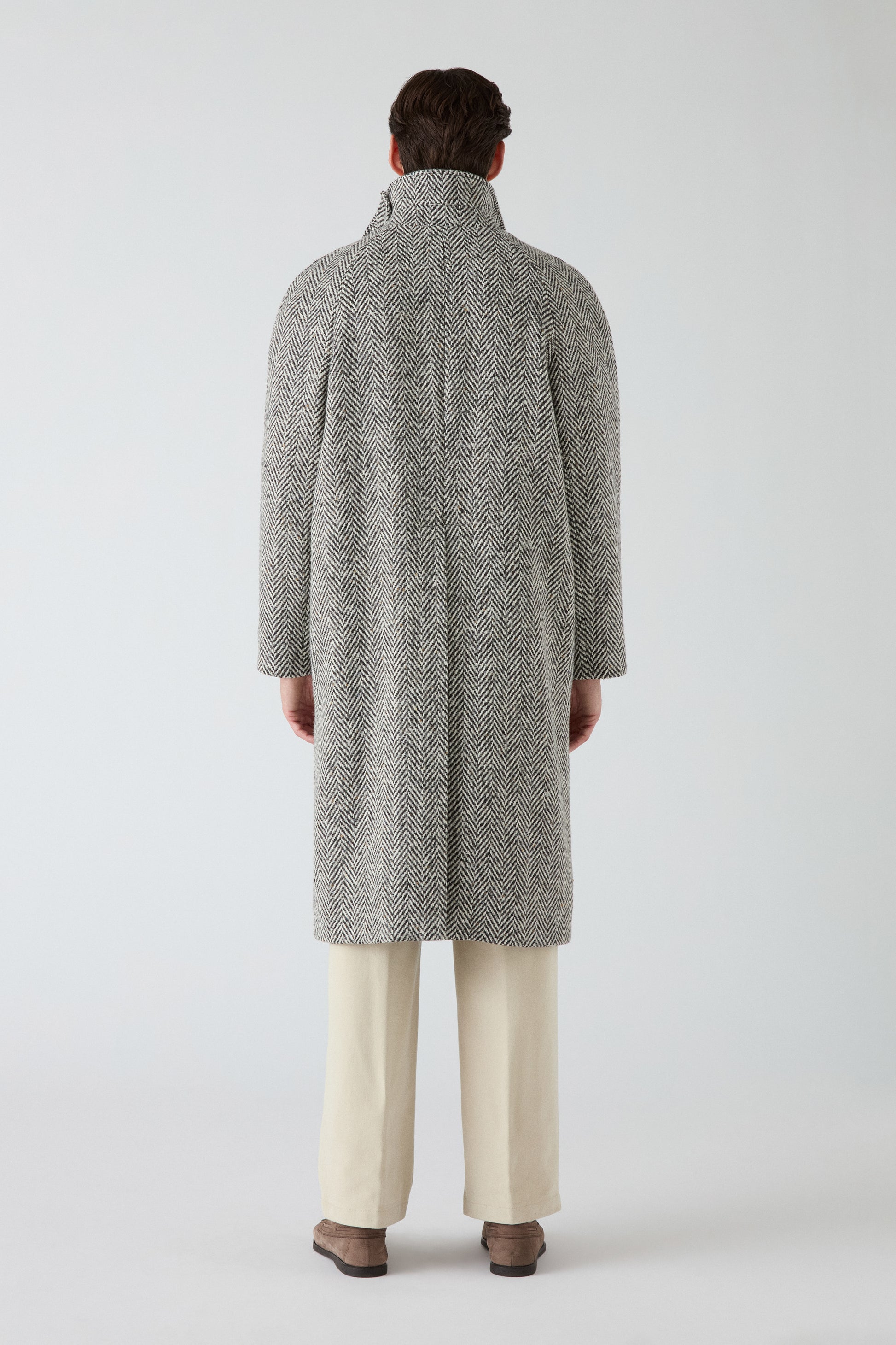 Nelson Tweed Raglan Coat - Charcoal/Cream Berg & Berg