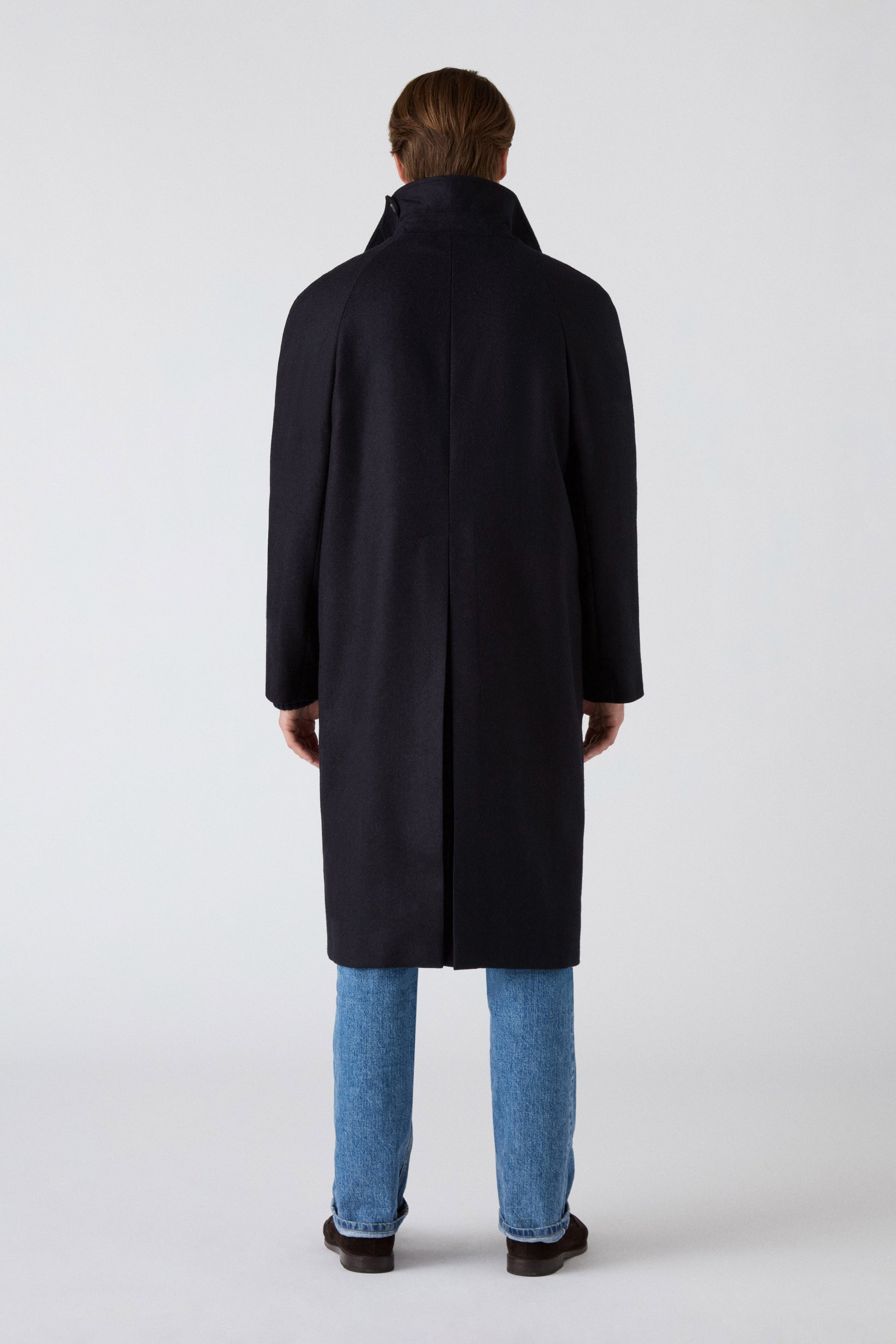 Nelson Tweed Raglan Coat - Navy | Berg & Berg