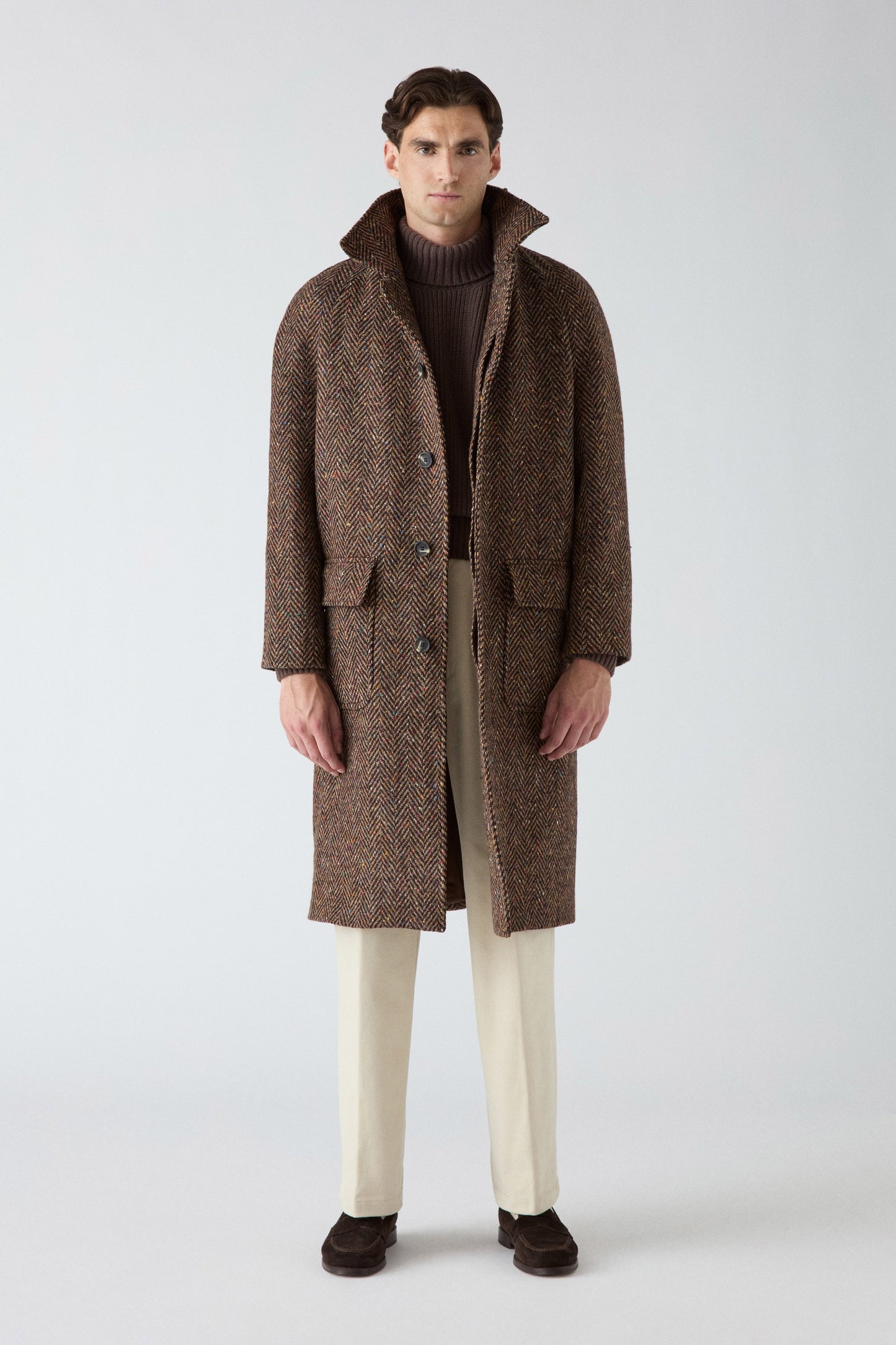 Nelson Tweed Raglan Coat - Brown | Berg & Berg