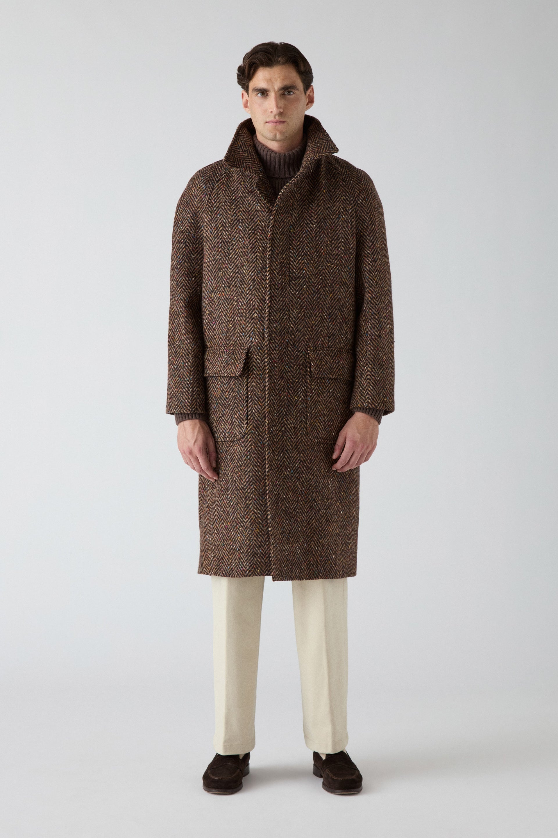 Nelson Tweed Raglan Coat - Brown | Berg & Berg