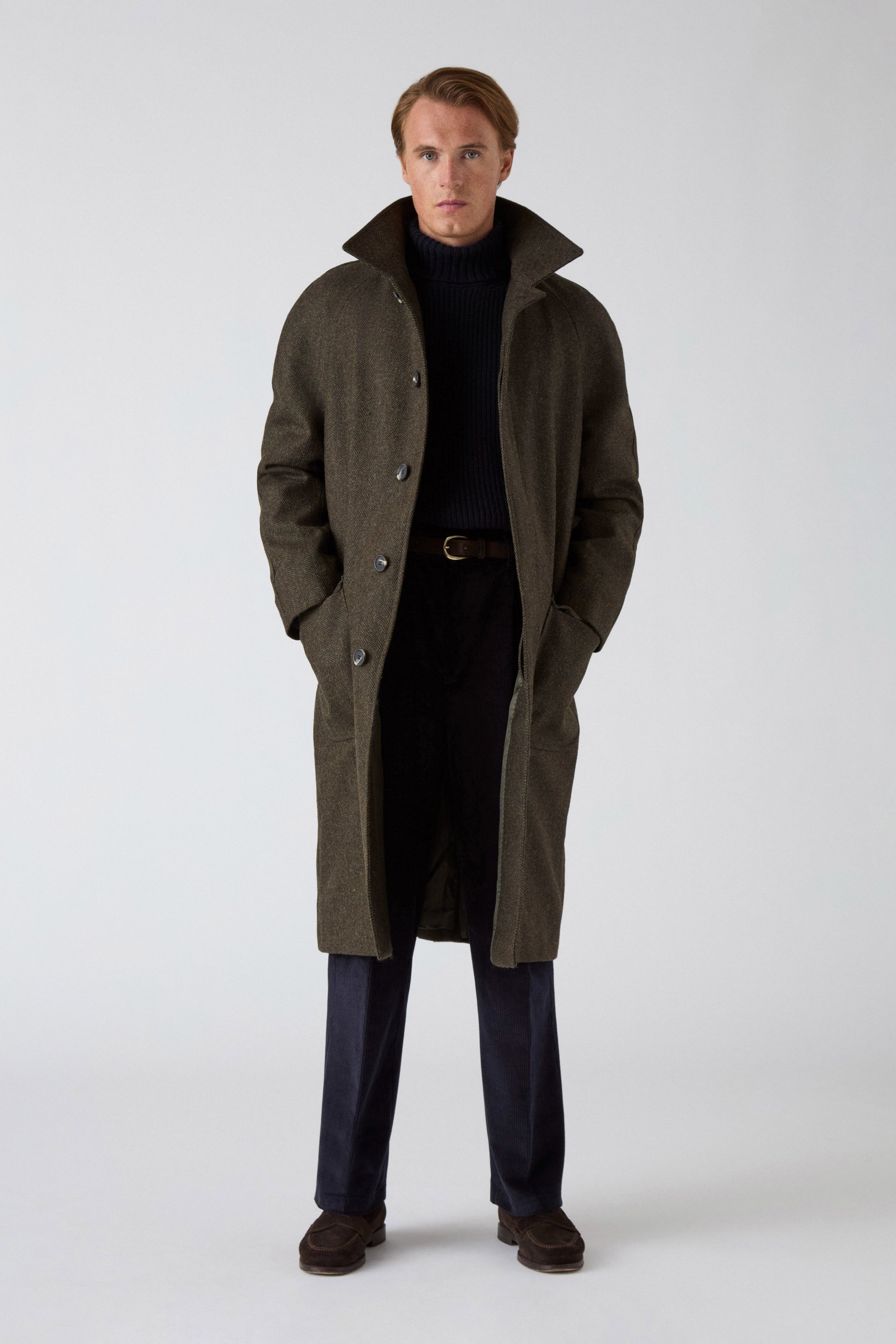 Nelson Tweed Raglan Coat - Brown/Green | Berg & Berg