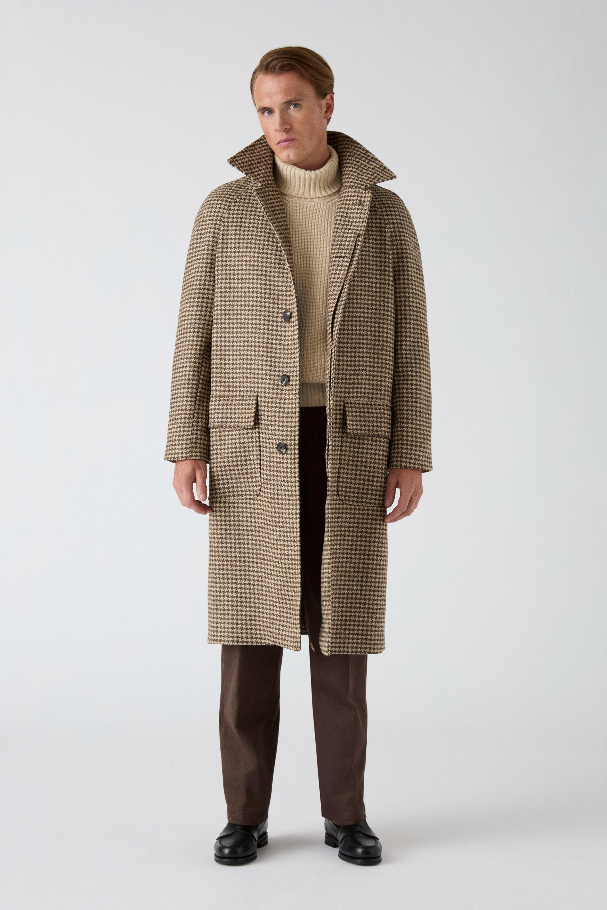 Nelson Tweed Raglan Coat - Brown/Natural | Berg & Berg