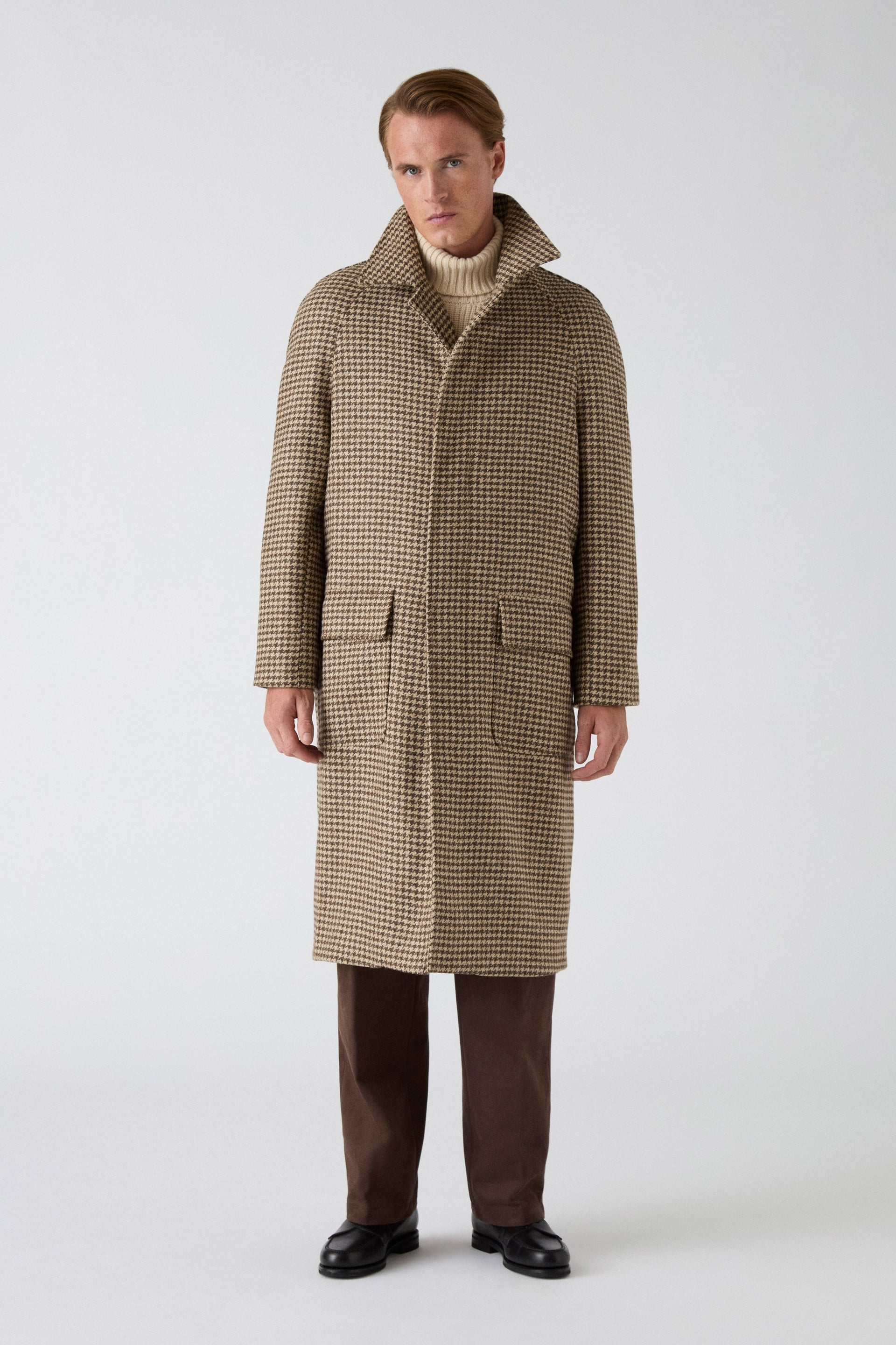 Nelson Tweed Raglan Coat - Brown/Natural | Berg & Berg
