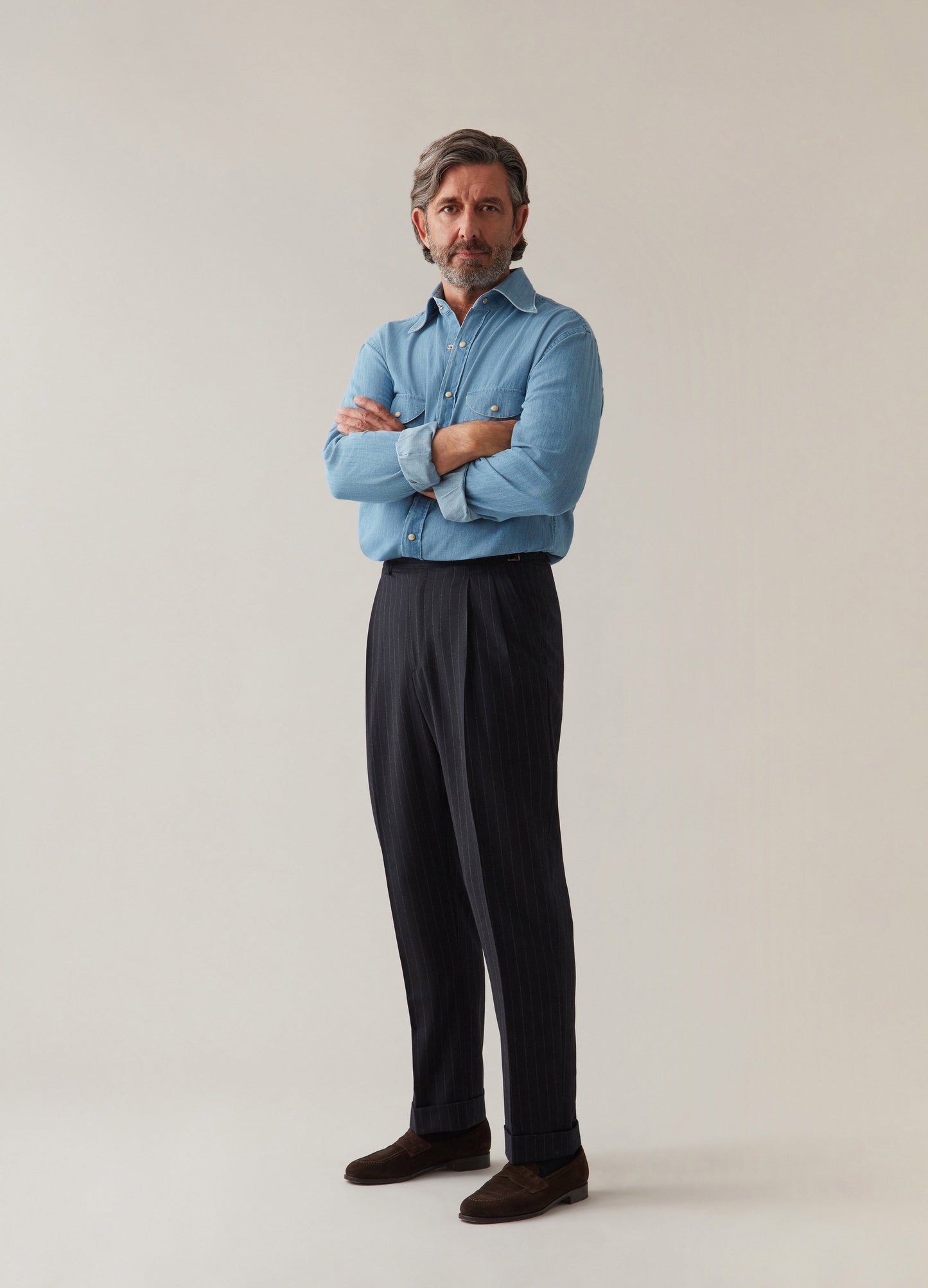 Antonio Chalk Stripe Trousers - Navy Berg & Berg