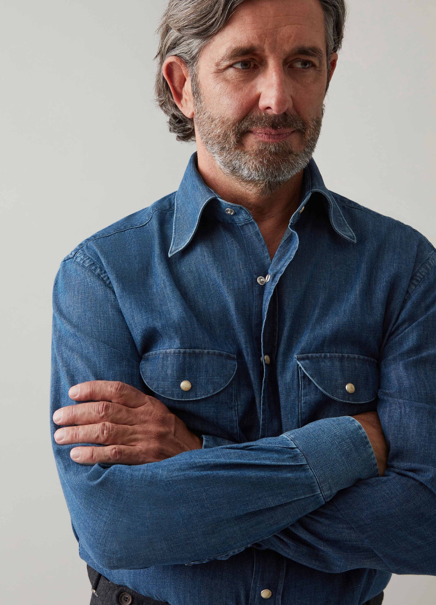 Fernando Western Shirt - Washed Denim Berg & Berg