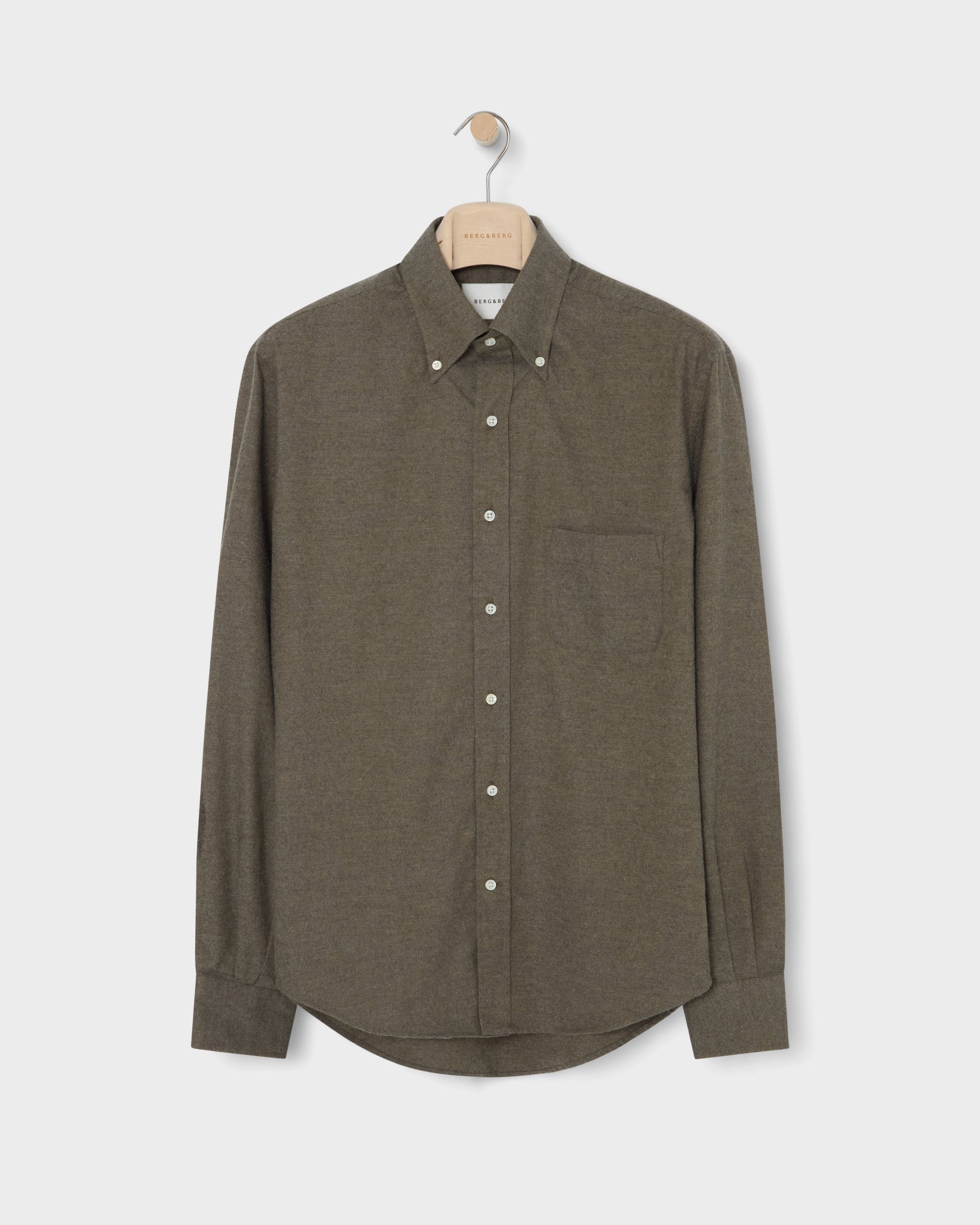 Ferdinand Cotton/Cashmere Button Down Shirt - Moss Green Berg & Berg