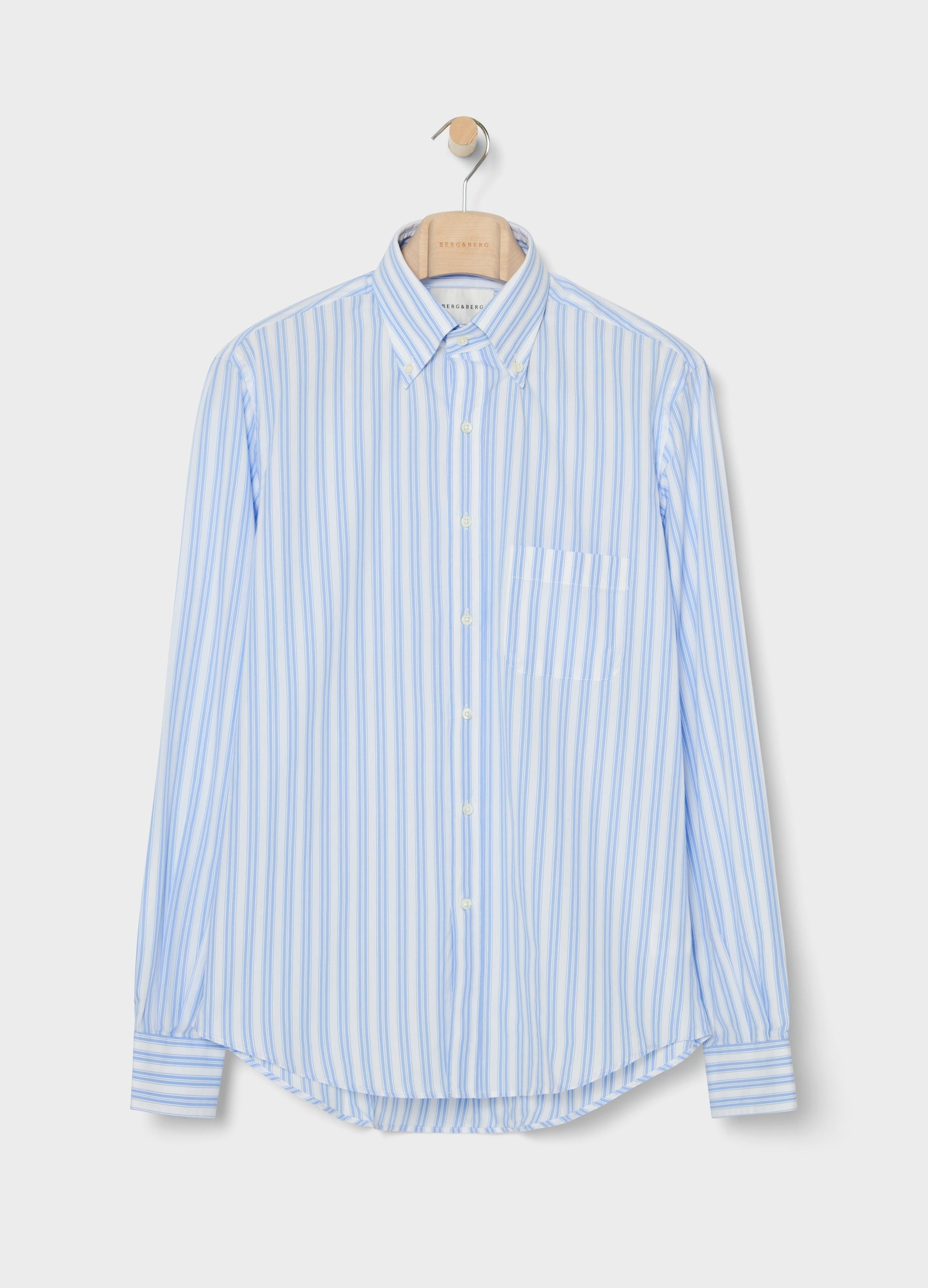 Ferdinand Poplin Button Down Shirt - White/Light Blue | Berg & Berg