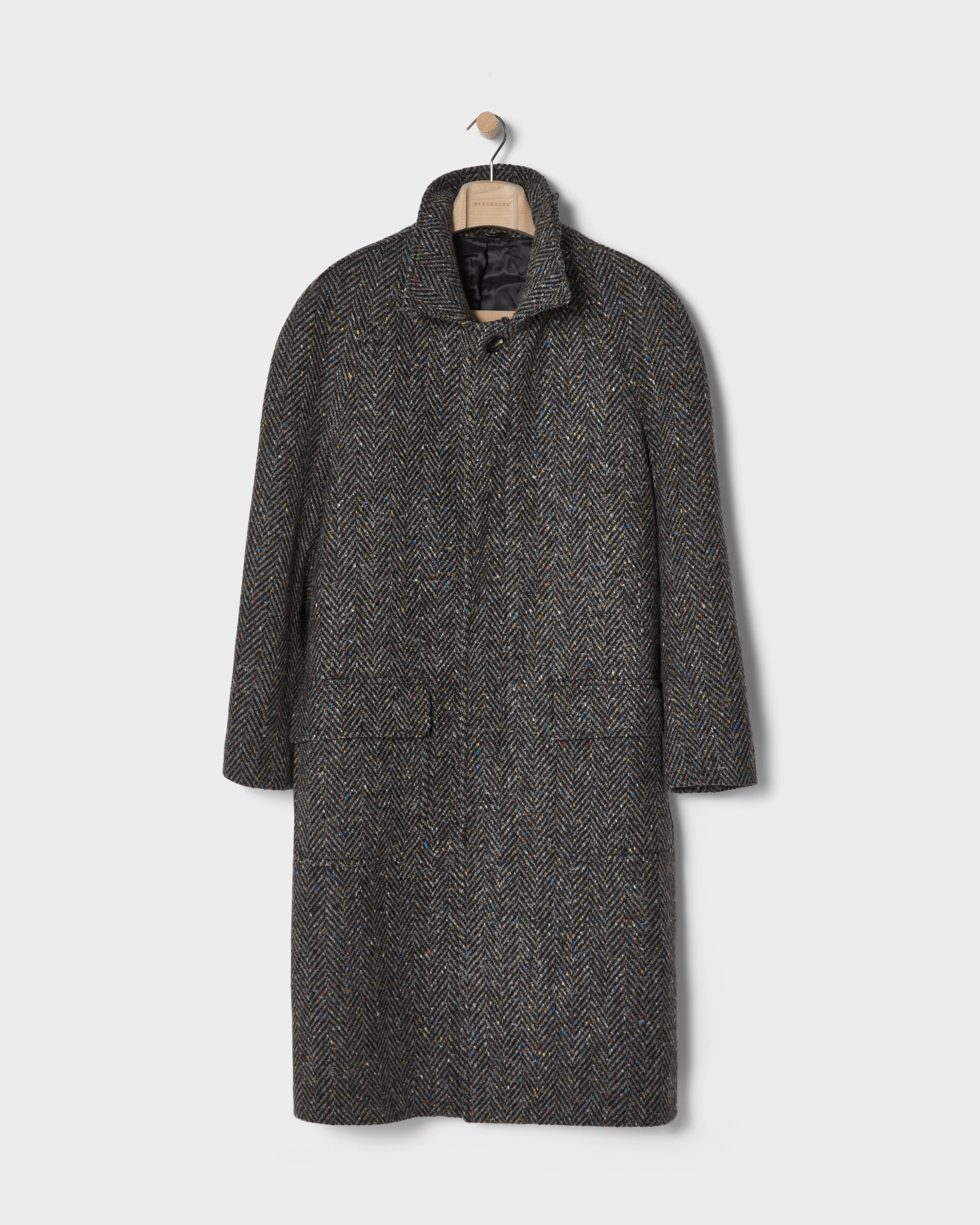 Nelson Tweed Raglan Coat - Dark Grey/Multicolour Berg & Berg