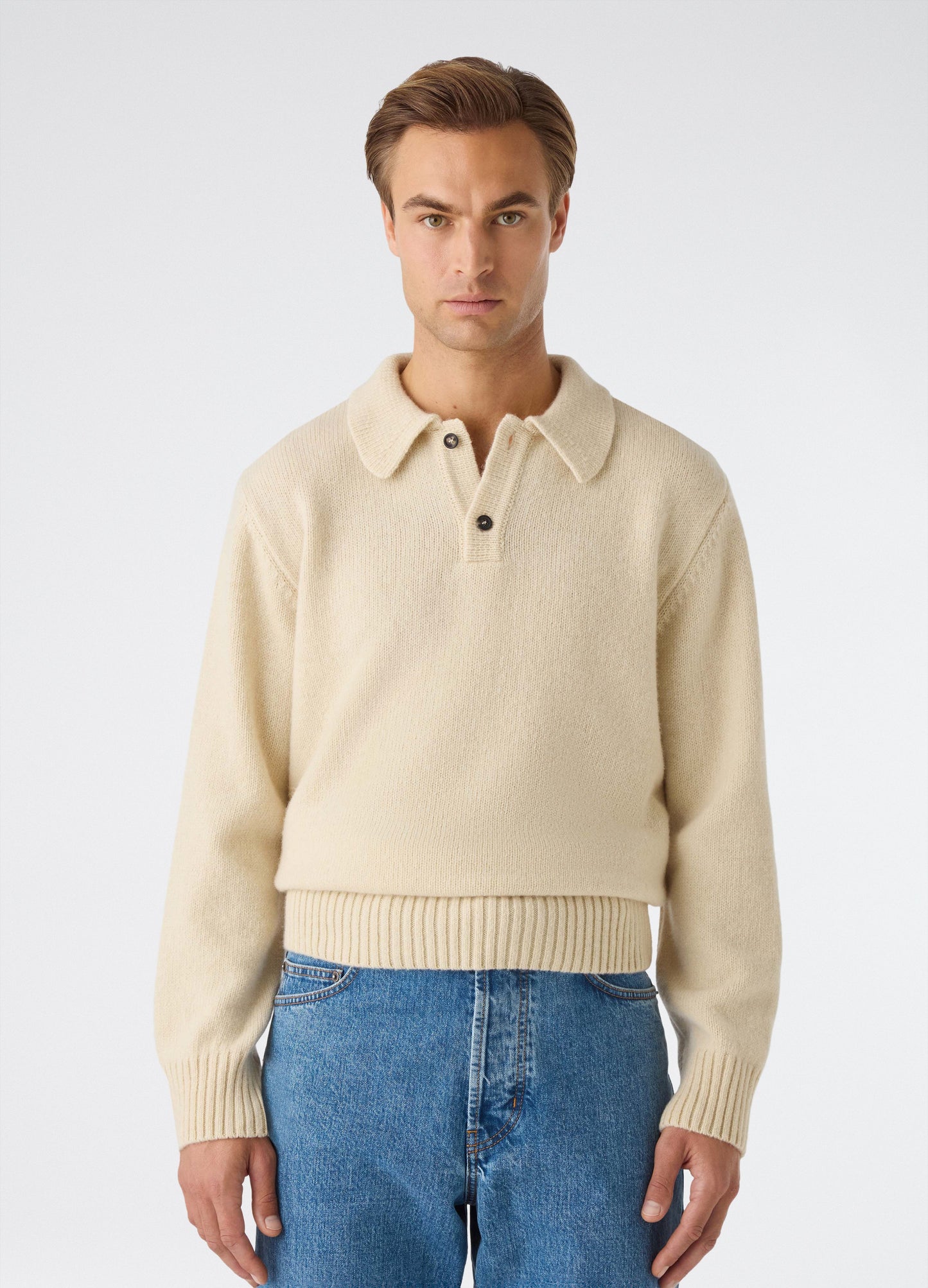Bruno Wool/Cashmere Polo - Ecru bergbergstore