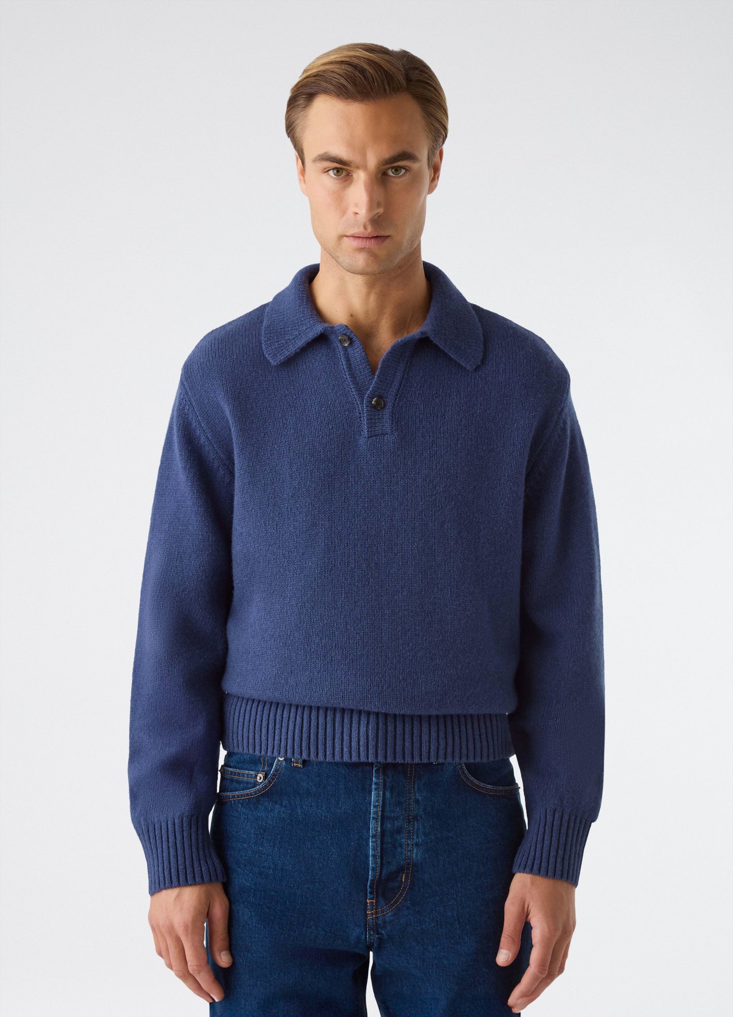 Bruno Wool/Cashmere Polo - Air Force Blue bergbergstore