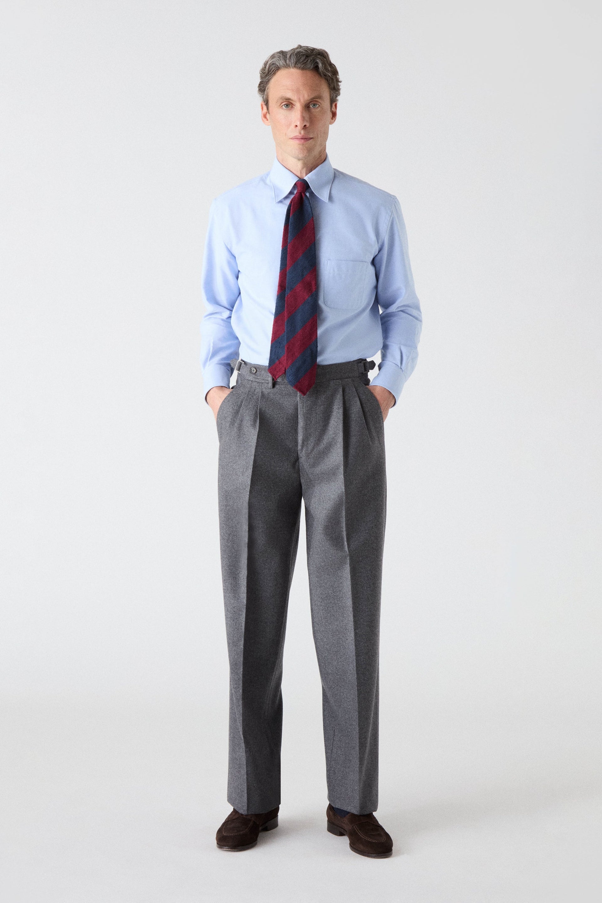 August Flannel Trousers - Mid Grey Berg & Berg