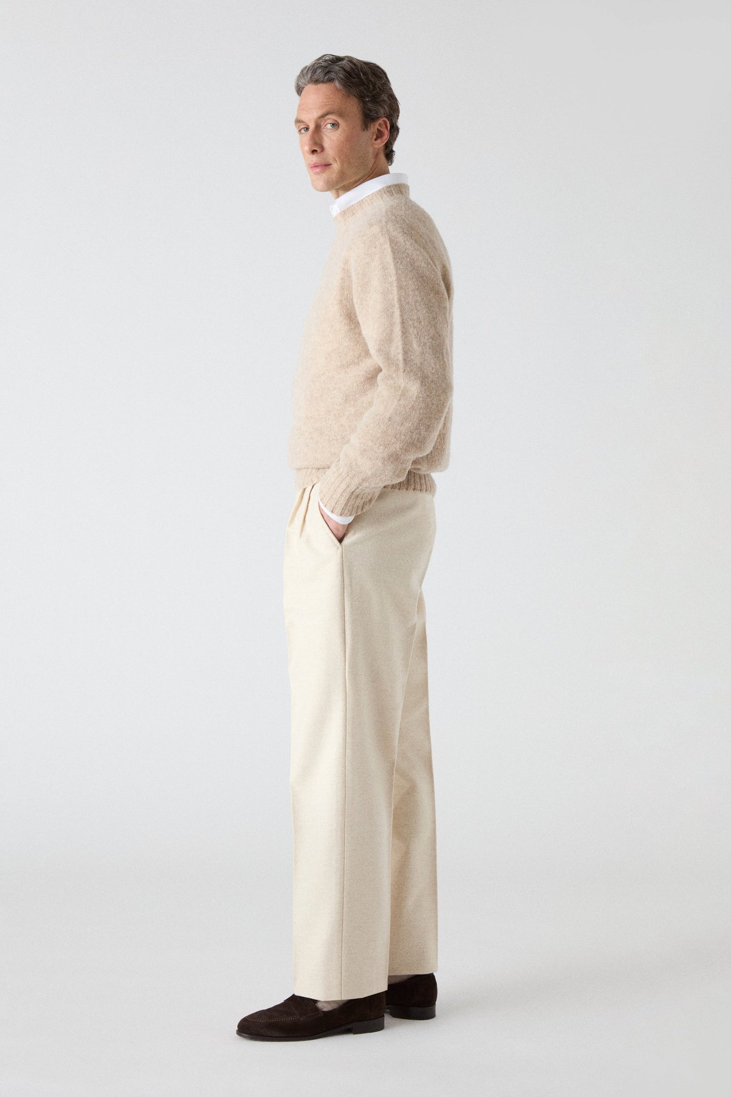 August Flannel Trousers - Ecru Berg & Berg