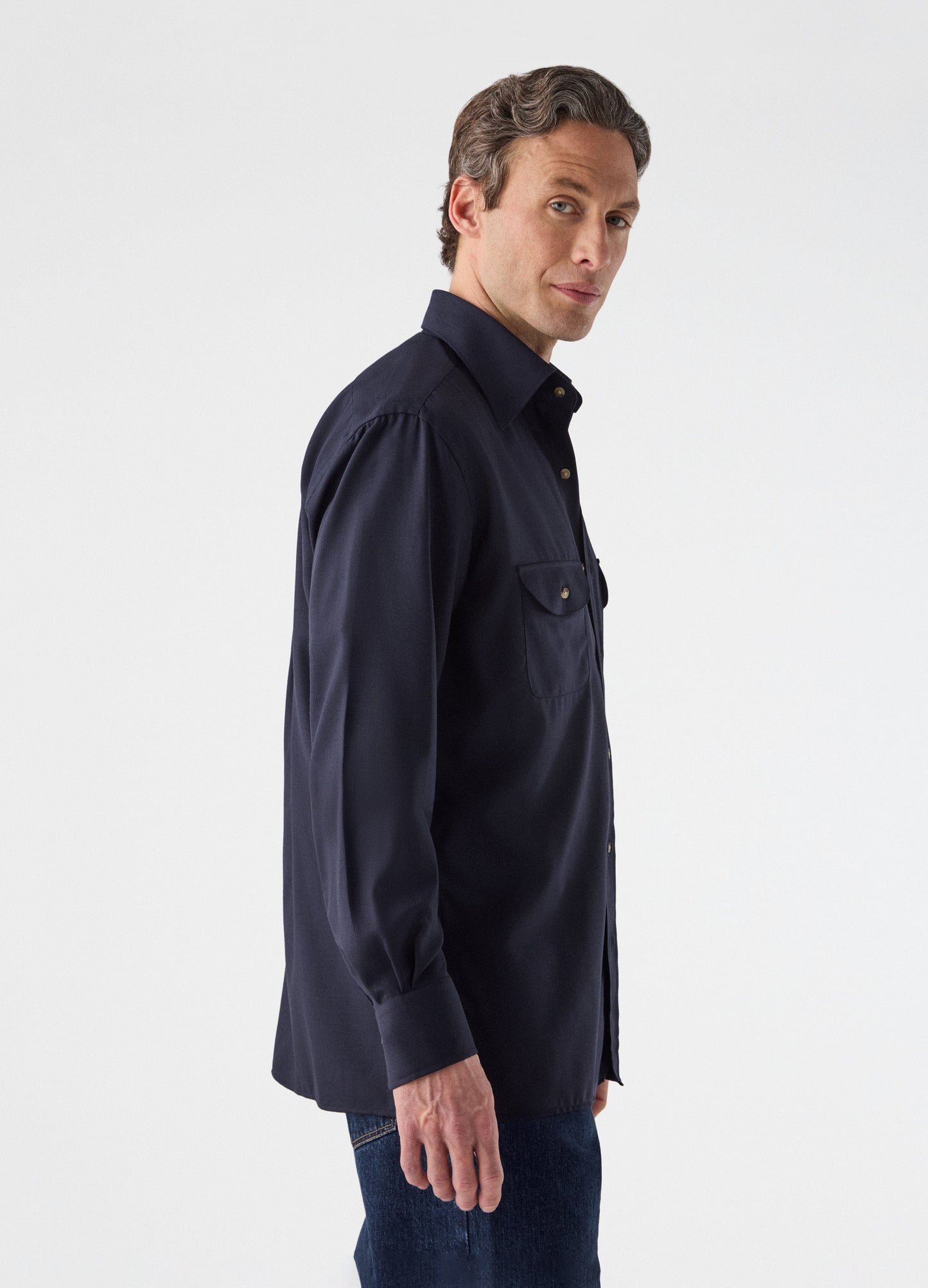 Francois Wool Shirt - Navy Berg & Berg