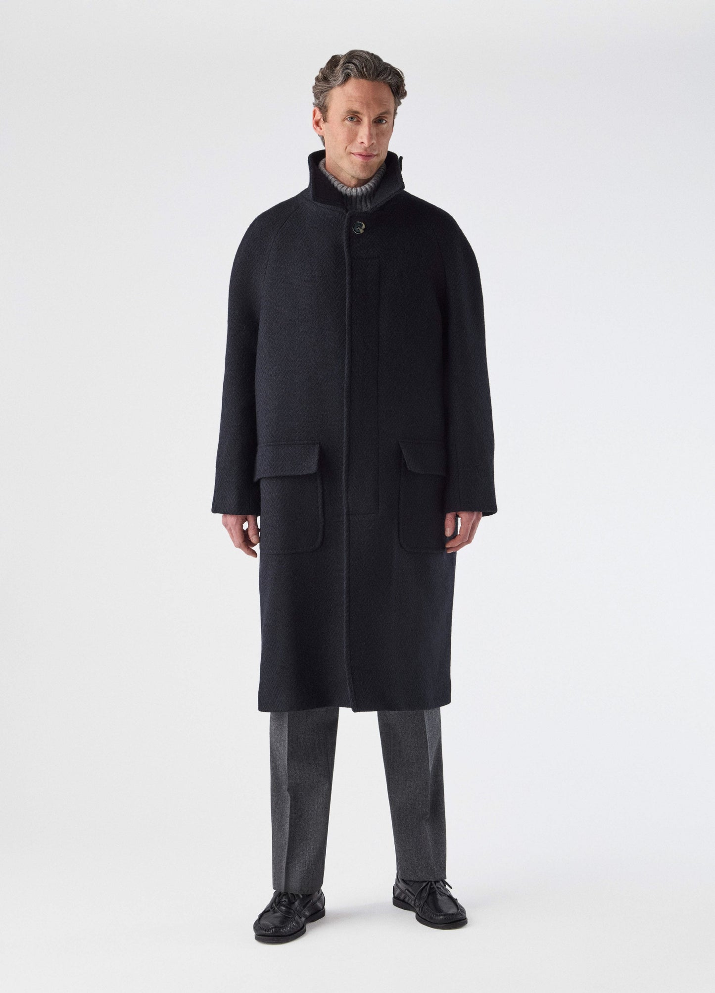 Nelson Tweed Raglan Coat - Navy Berg & Berg