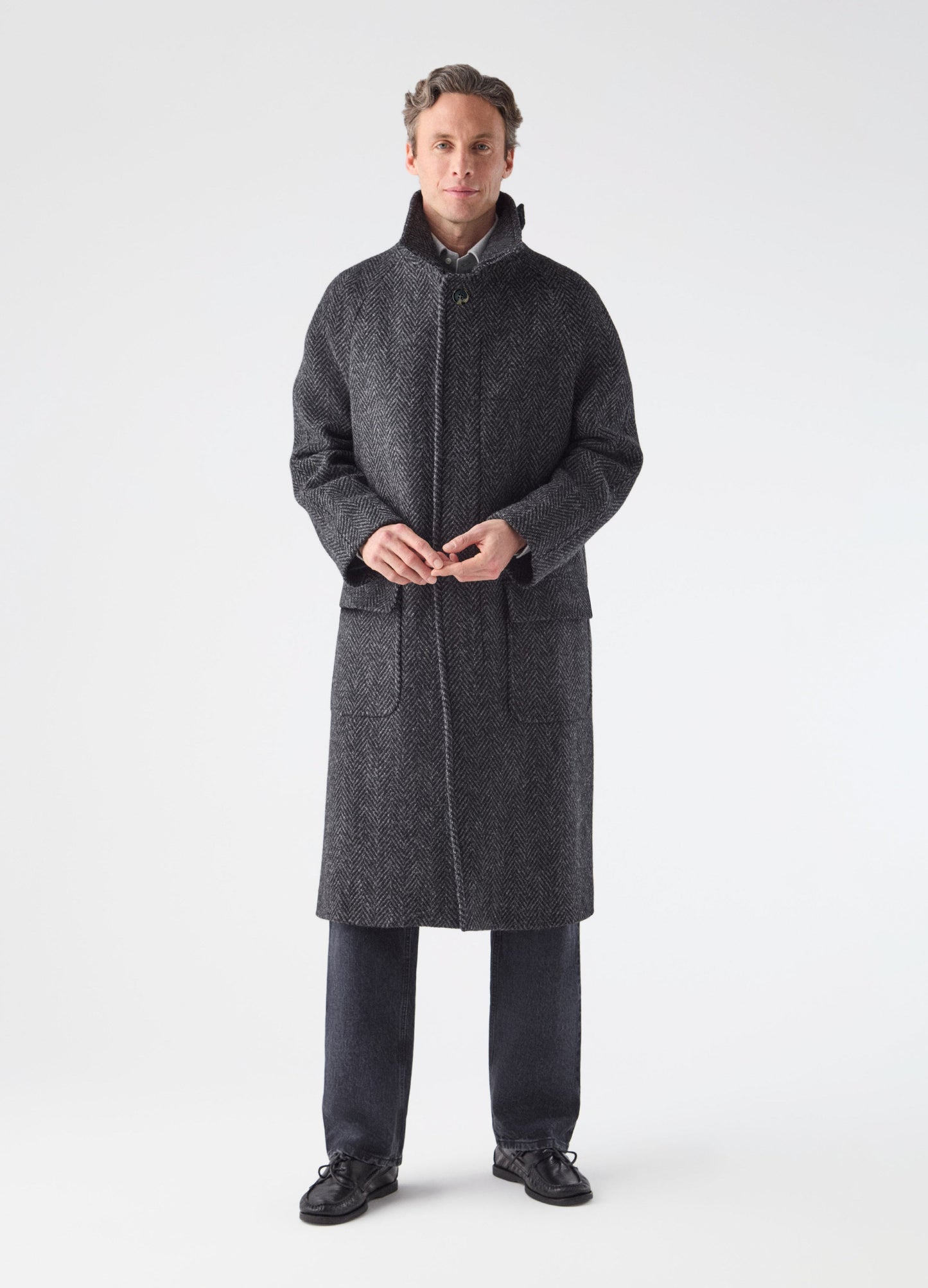 Nelson Tweed Raglan Coat - Grey Berg & Berg