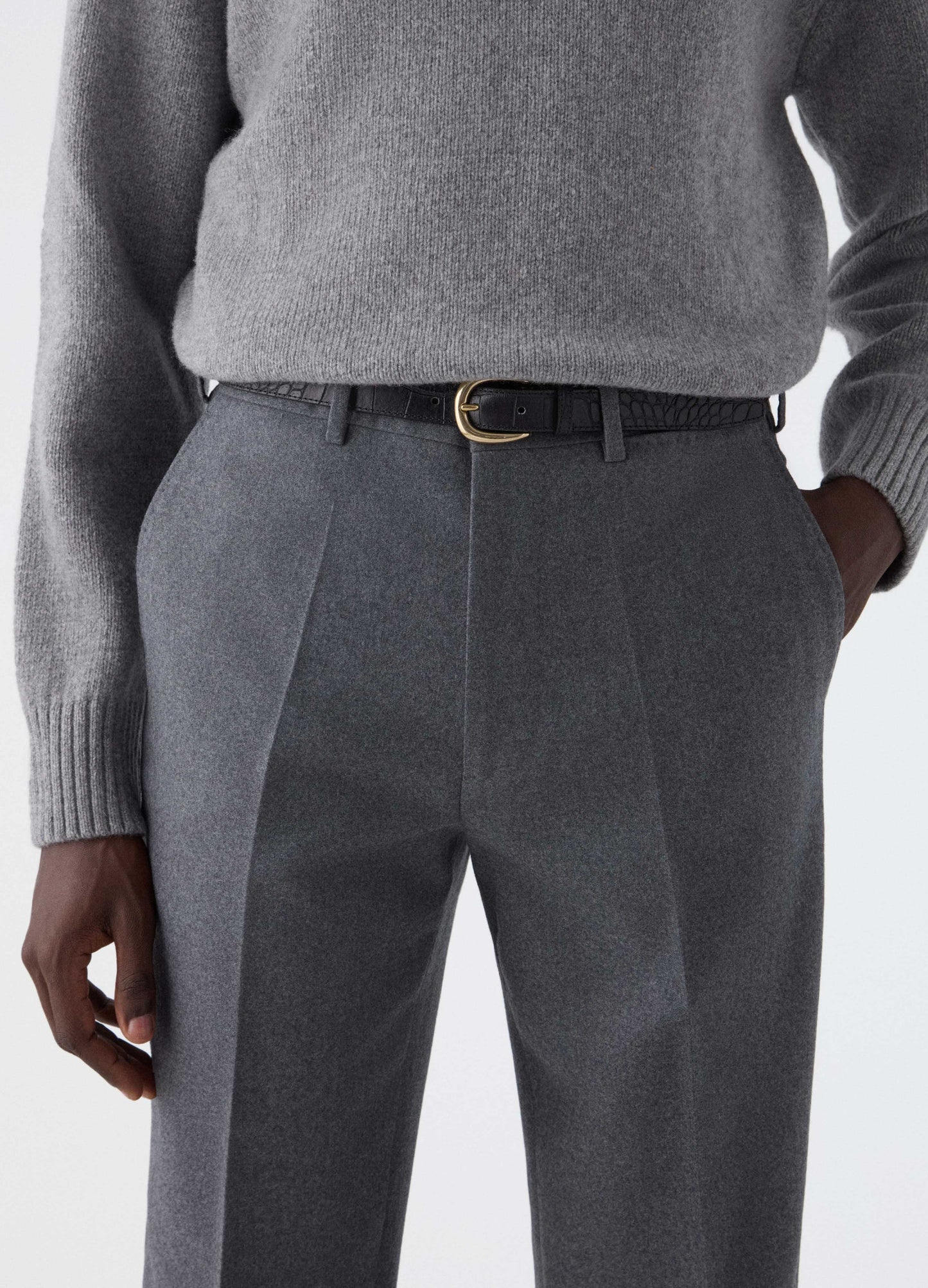 Alfie Flannel Trousers - Mid Grey Berg & Berg