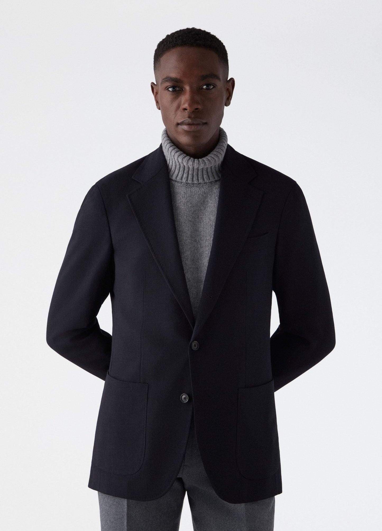 Don Sport Hopsack Blazer - Navy Berg & Berg