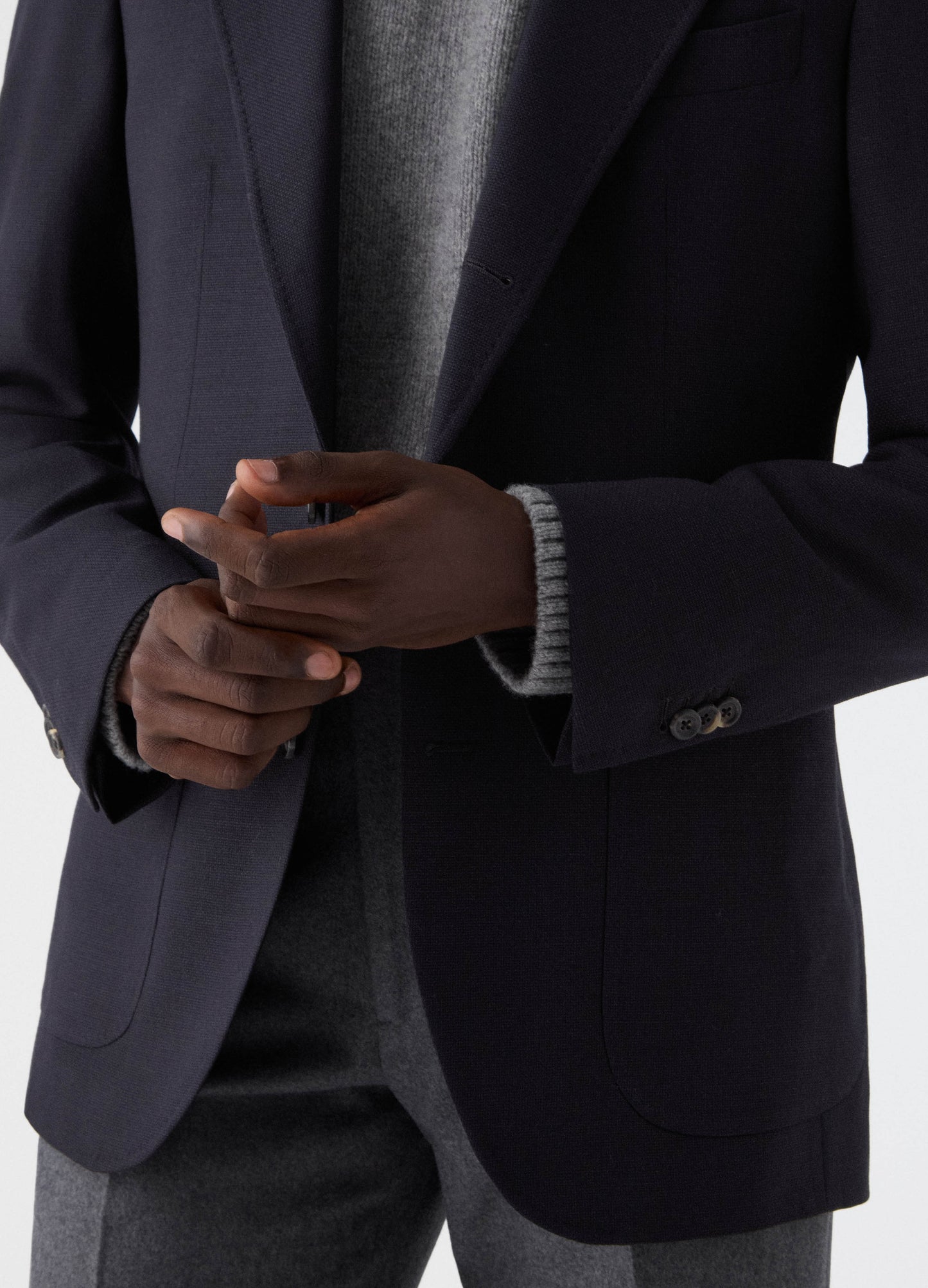 Don Sport Hopsack Blazer - Navy Berg & Berg