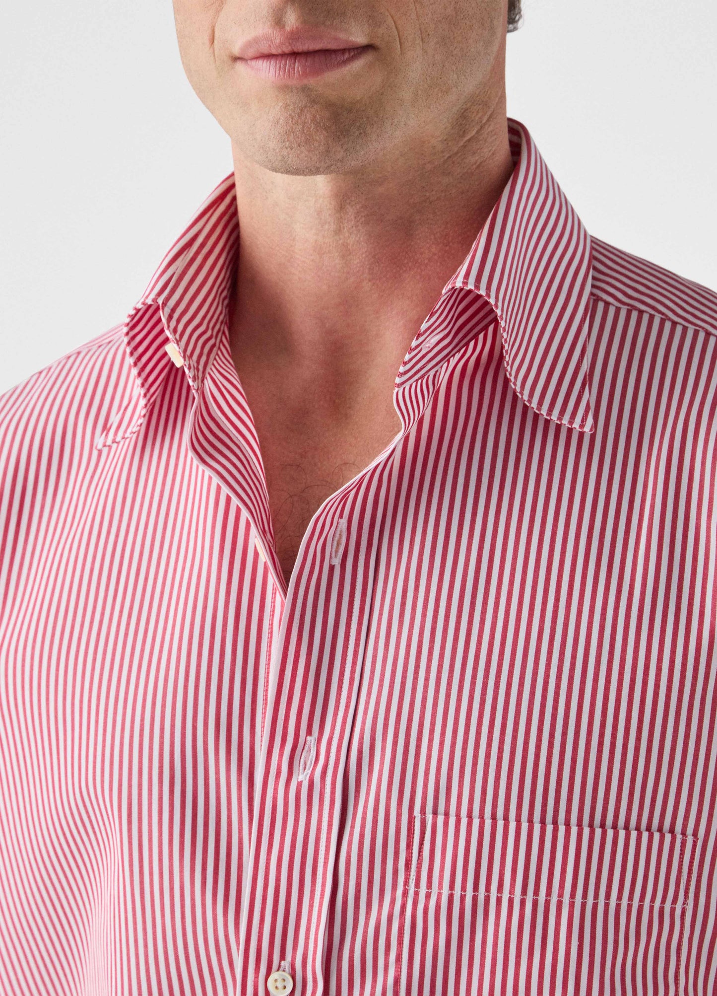 Fabian Poplin Turndown Collar Shirt - White/Red Berg & Berg