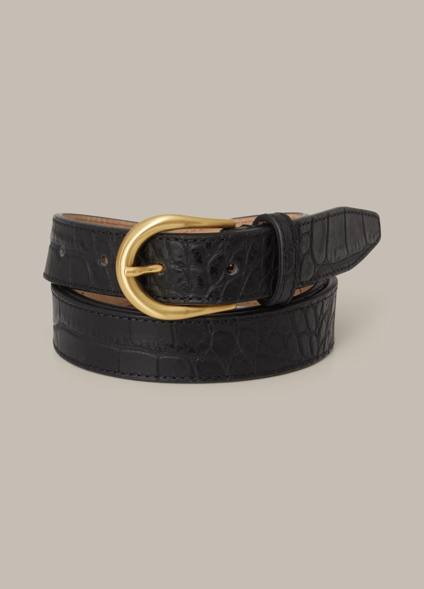 Leather Belt - Black Croco Berg & Berg