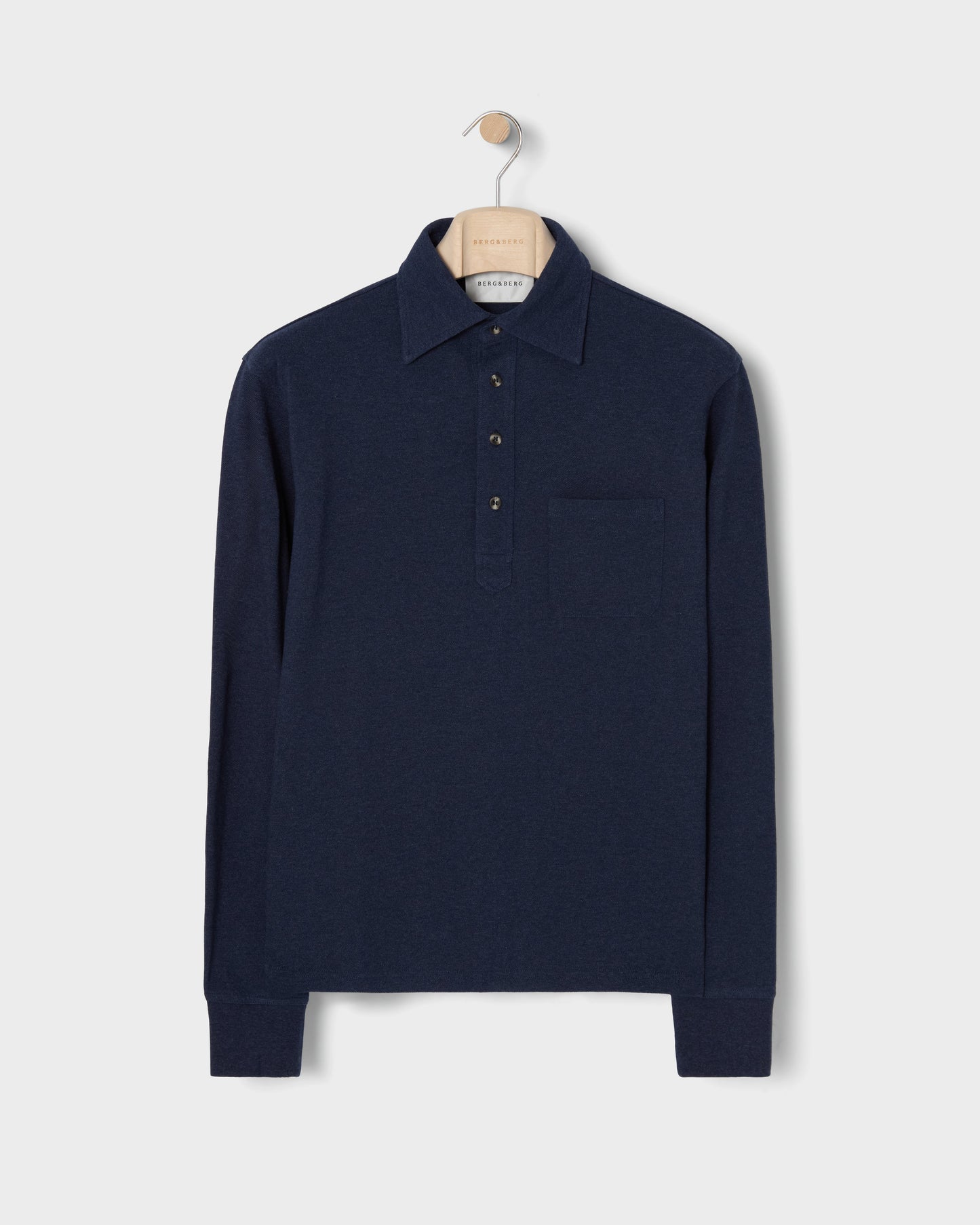 Teddy Long Sleeve Polo Shirt - Navy Melange Berg & Berg