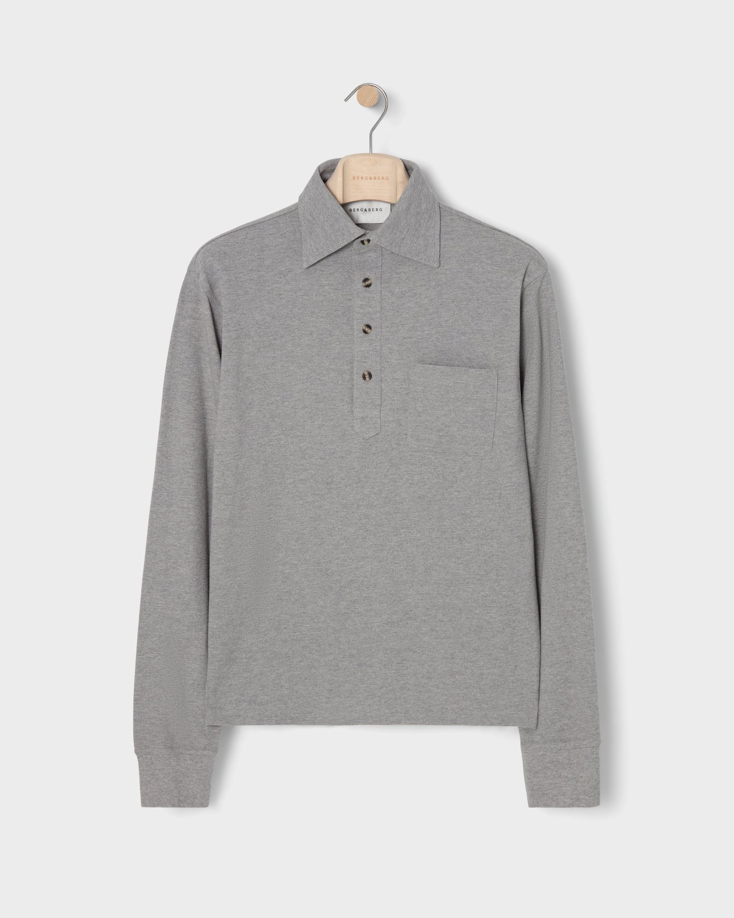Teddy Long Sleeve Polo Shirt - Grey Melange Berg & Berg