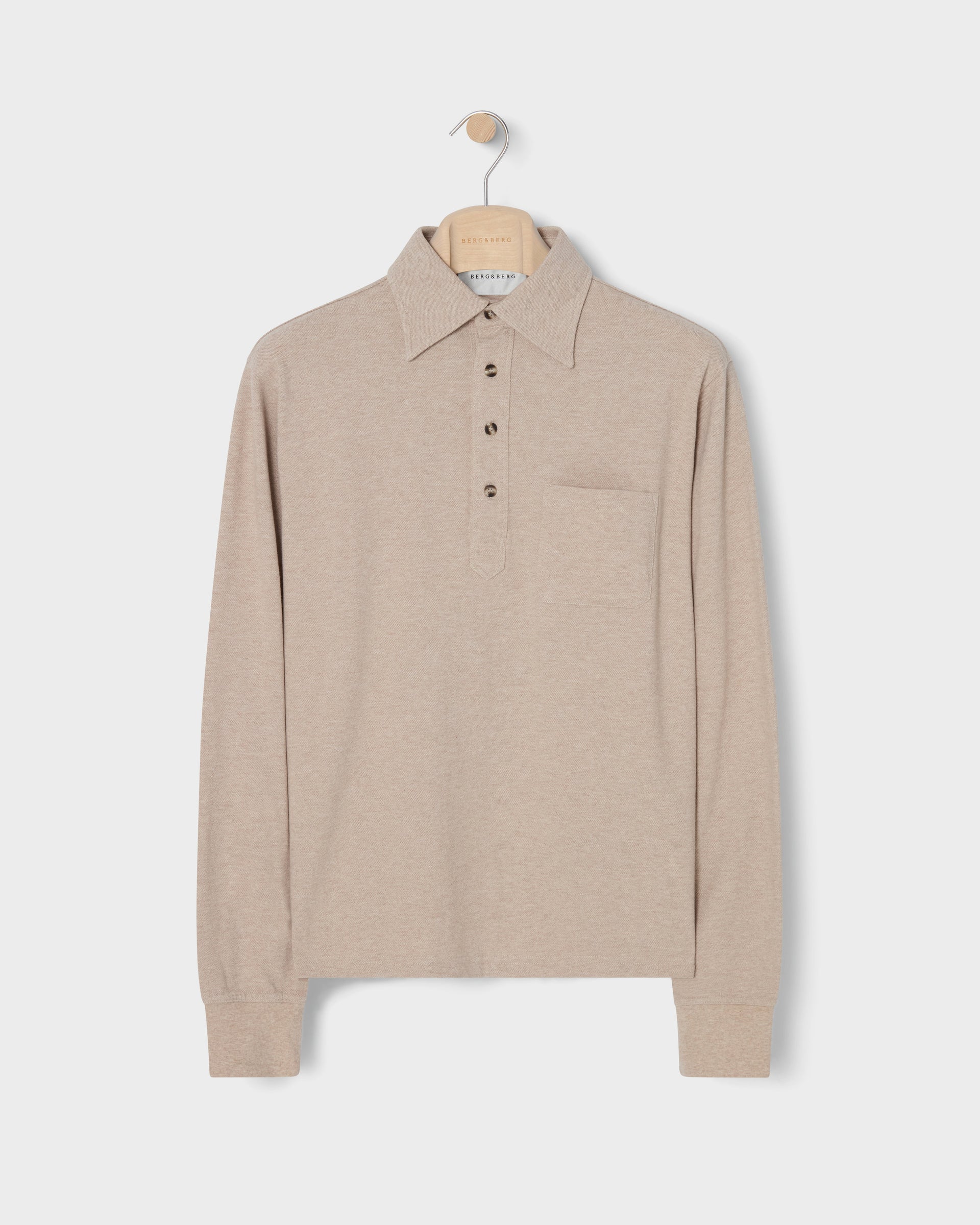 Teddy Long Sleeve Polo Shirt - Beige Melange Berg & Berg