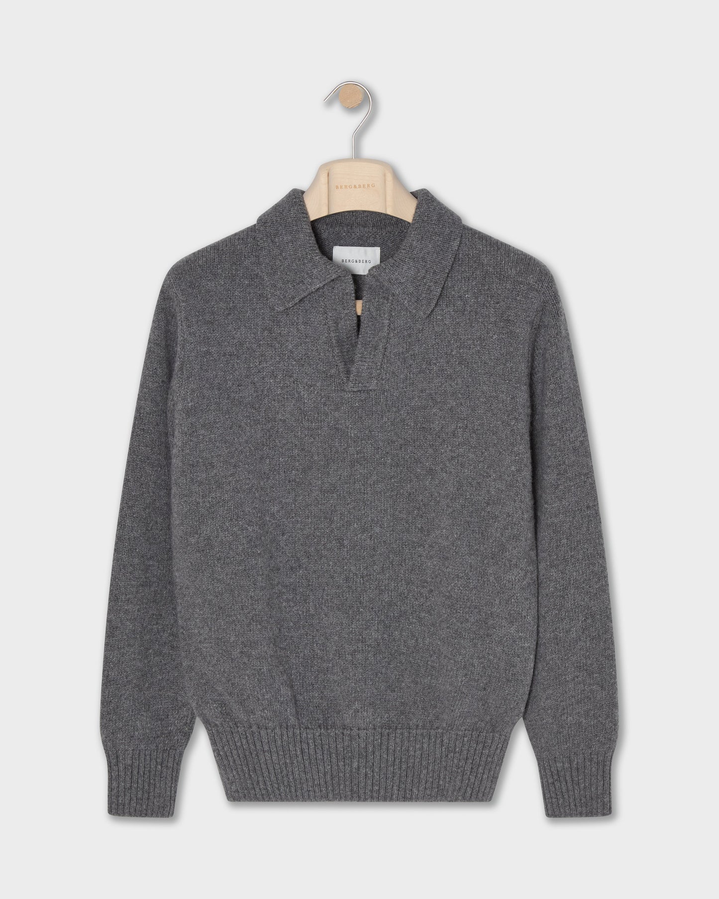 Benny Wool/Cashmere Polo - Mid Grey Melange | Berg & Berg