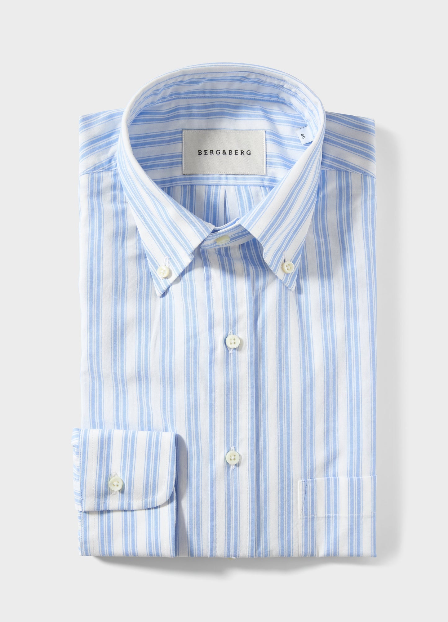 Ferdinand Poplin Button Down Shirt - White/Light Blue | Berg & Berg