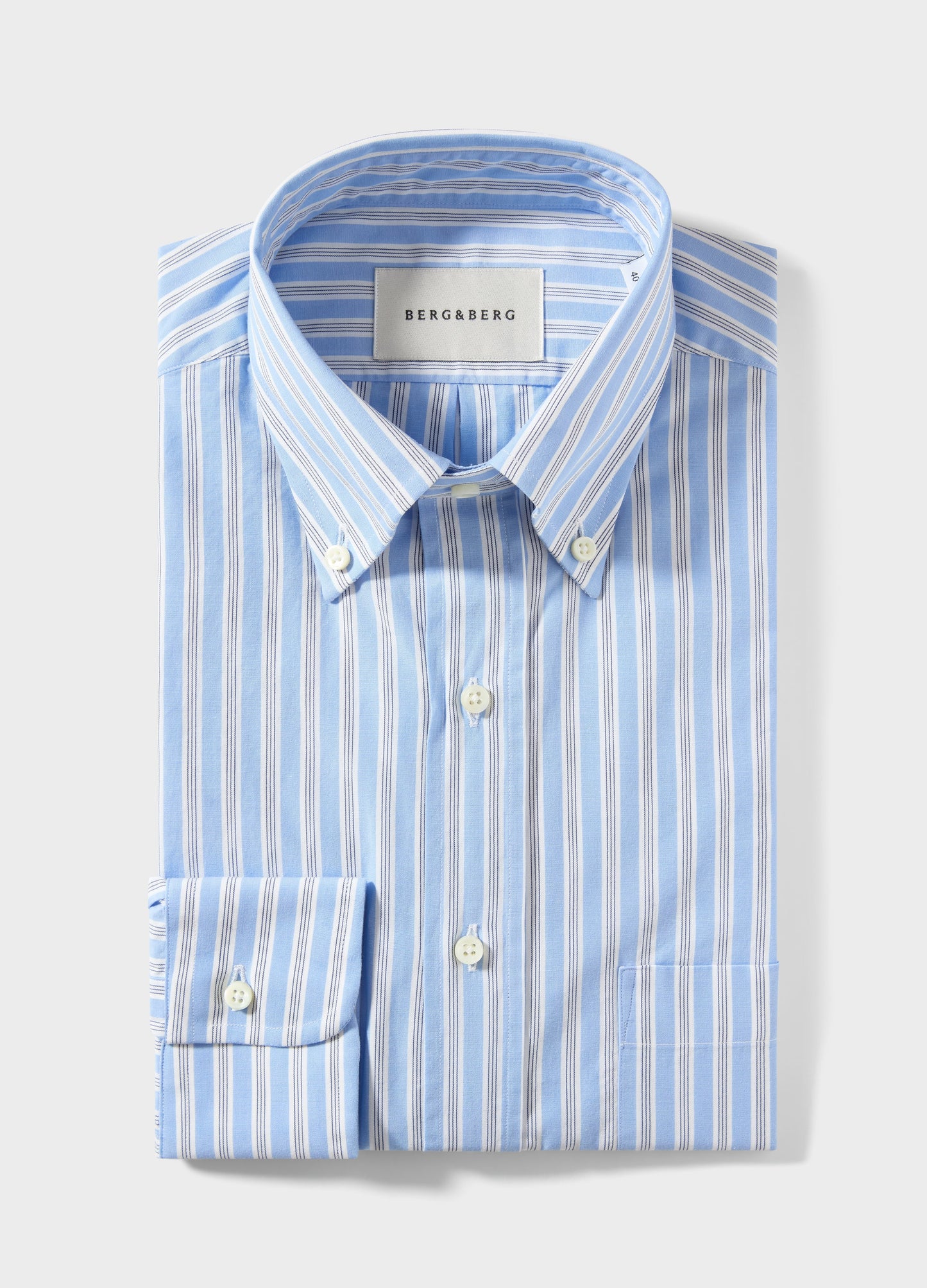 Ferdinand Poplin Button Down Shirt - Blue/White/Navy | Berg & Berg