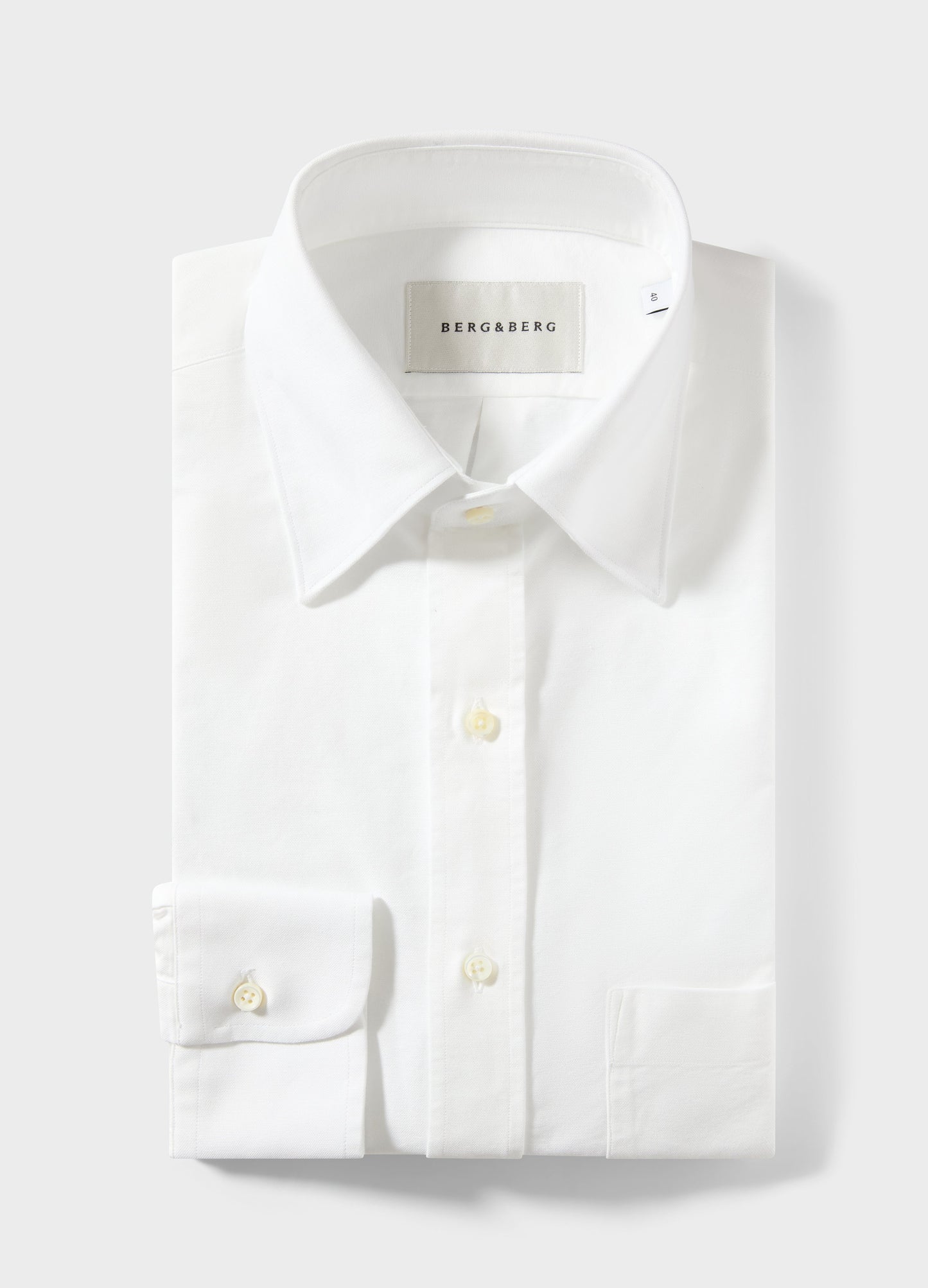 Fabian Oxford Turndown Collar Shirt - White Berg & Berg