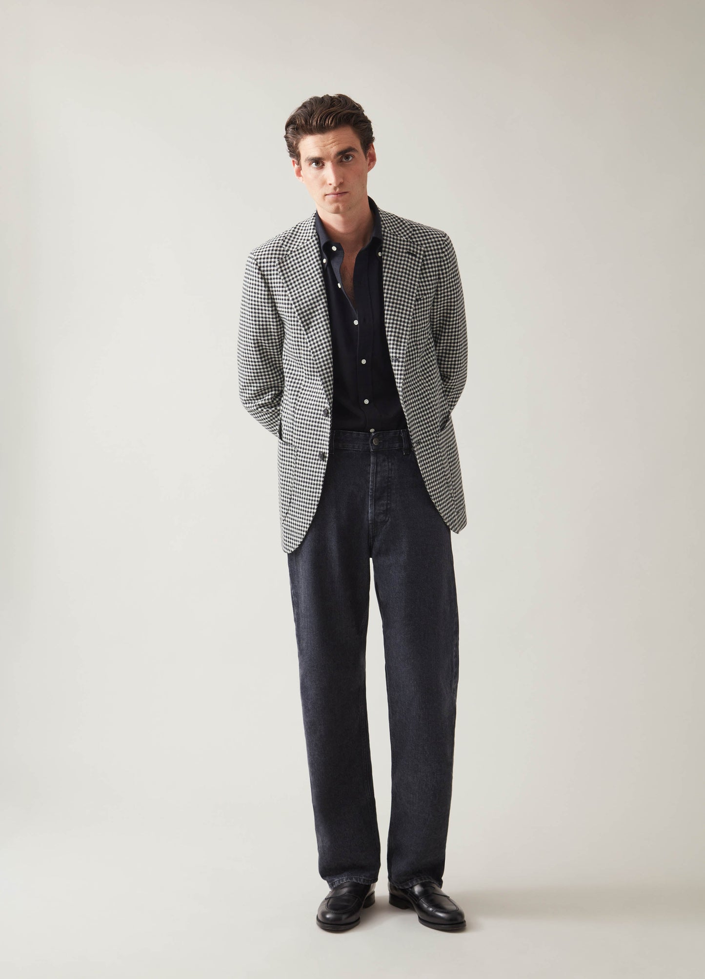 Dan Sport Wool/Cashmere Blazer - Black/White Houndstooth Berg & Berg