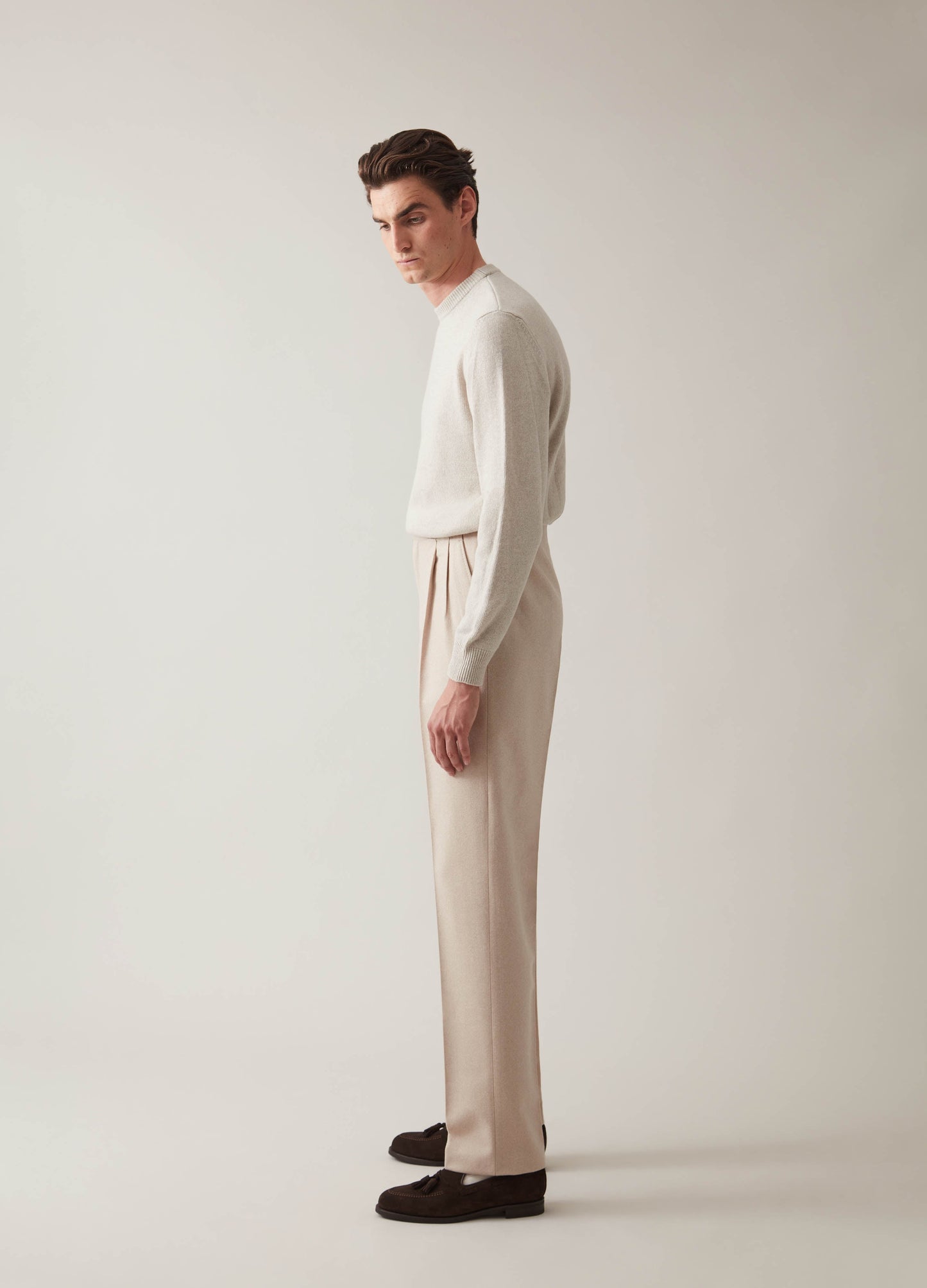 Antonio Flannel Trousers - Sand | Berg & Berg