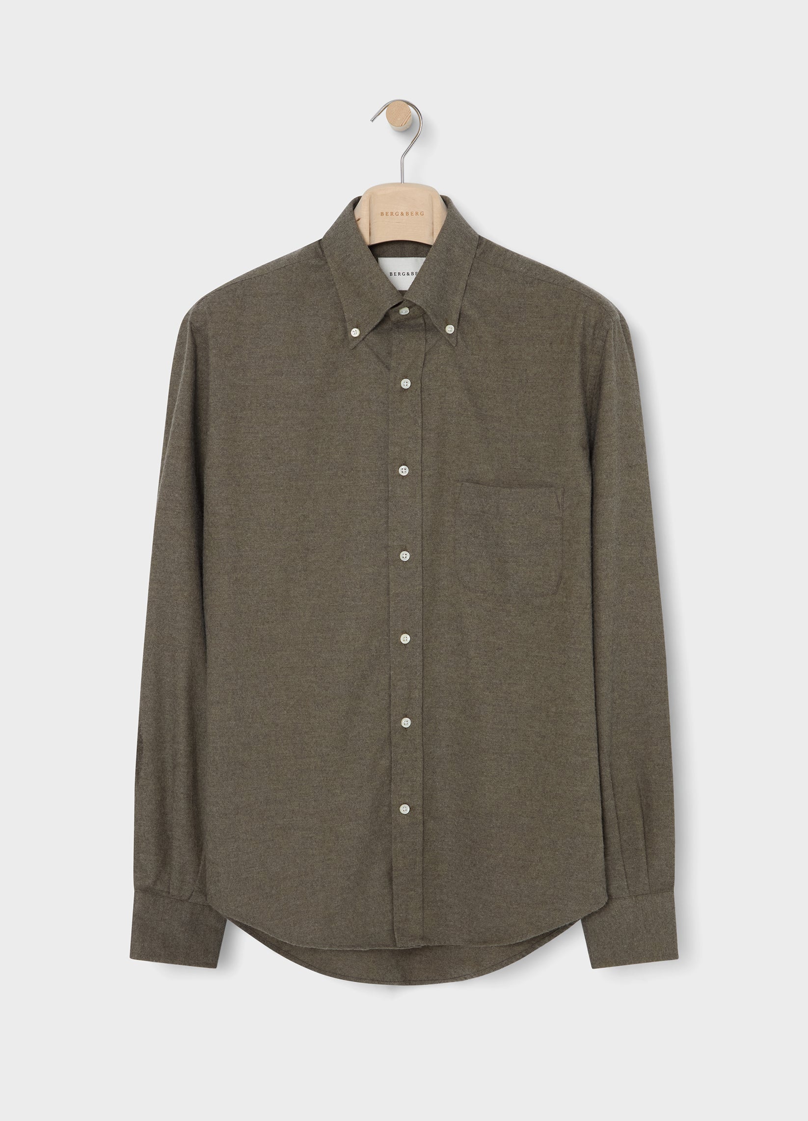 Ferdinand Cotton/Cashmere Button Down Shirt - Moss Green Berg & Berg