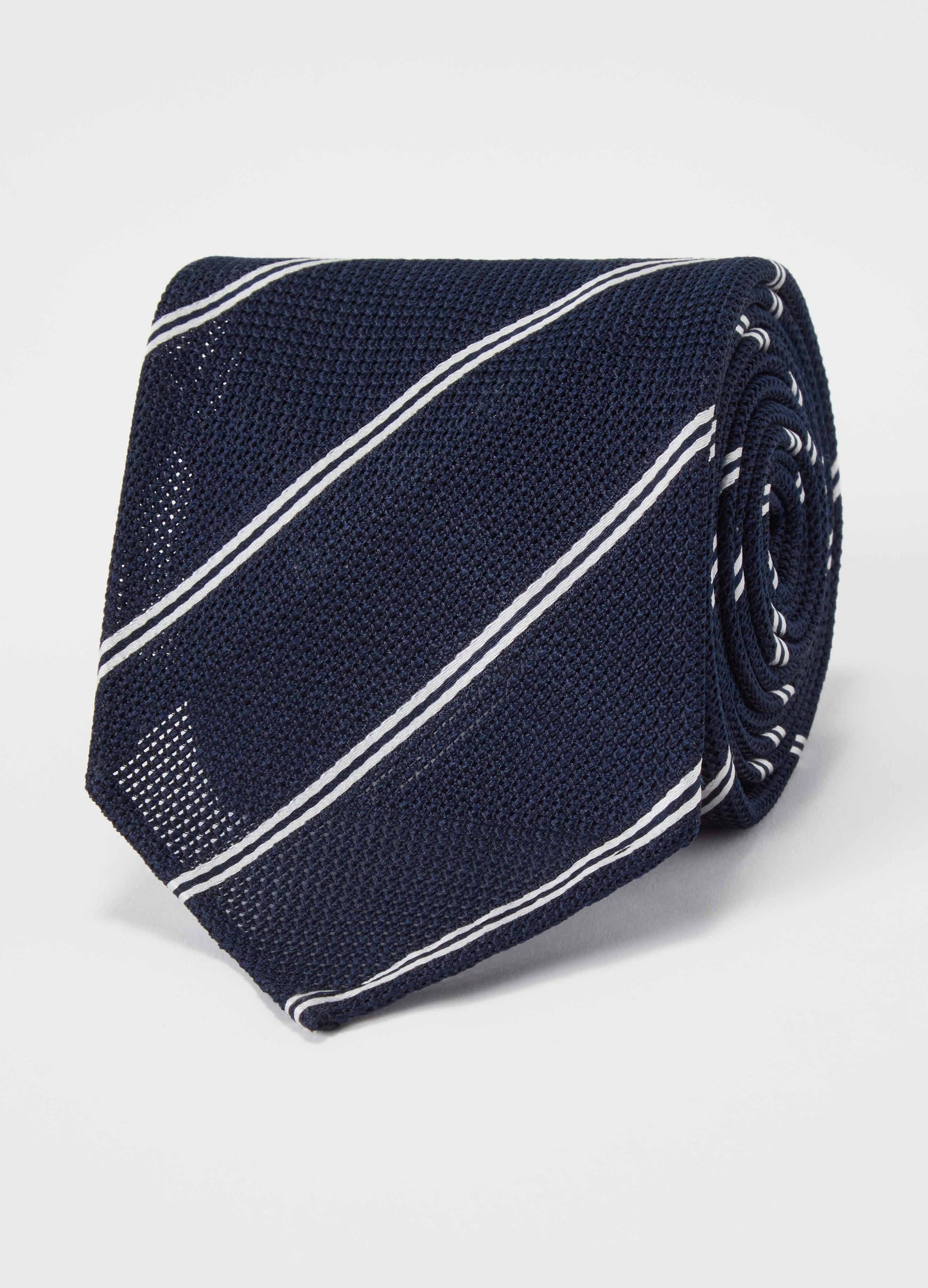 Grenadine Stripe Tie - Navy/White Berg & Berg