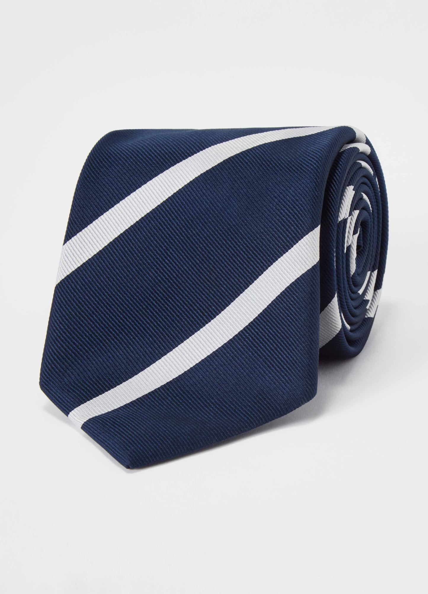 Striped Silk Tie - Navy/White Berg & Berg