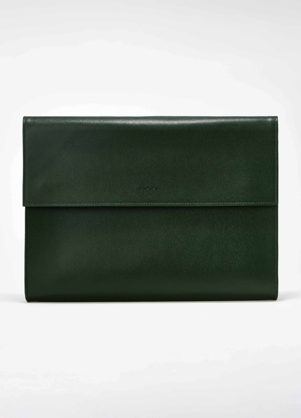 Saffiano Leather Laptop Portfolio - Bottle Green Berg&Berg