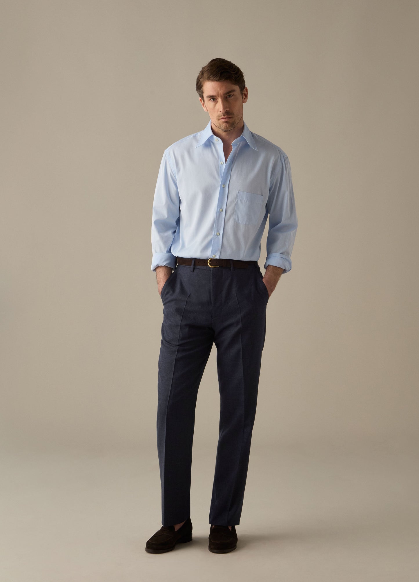 Alfie High Twist Wool Trousers - Air Force Blue Berg & Berg