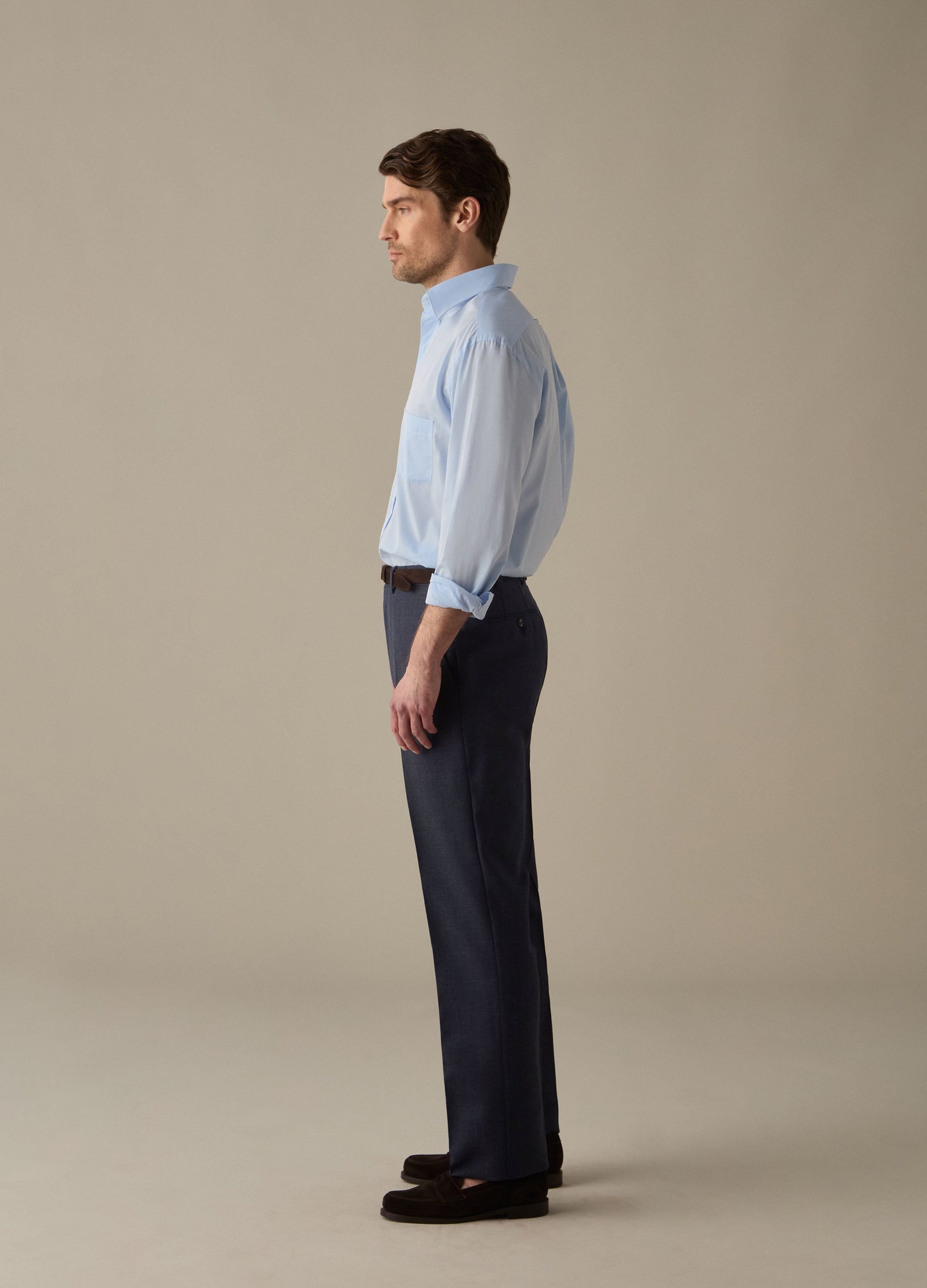 Alfie High Twist Wool Trousers - Air Force Blue Berg & Berg