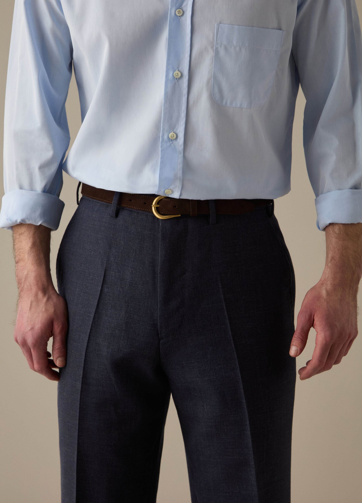 Alfie High Twist Wool Trousers - Air Force Blue Berg & Berg