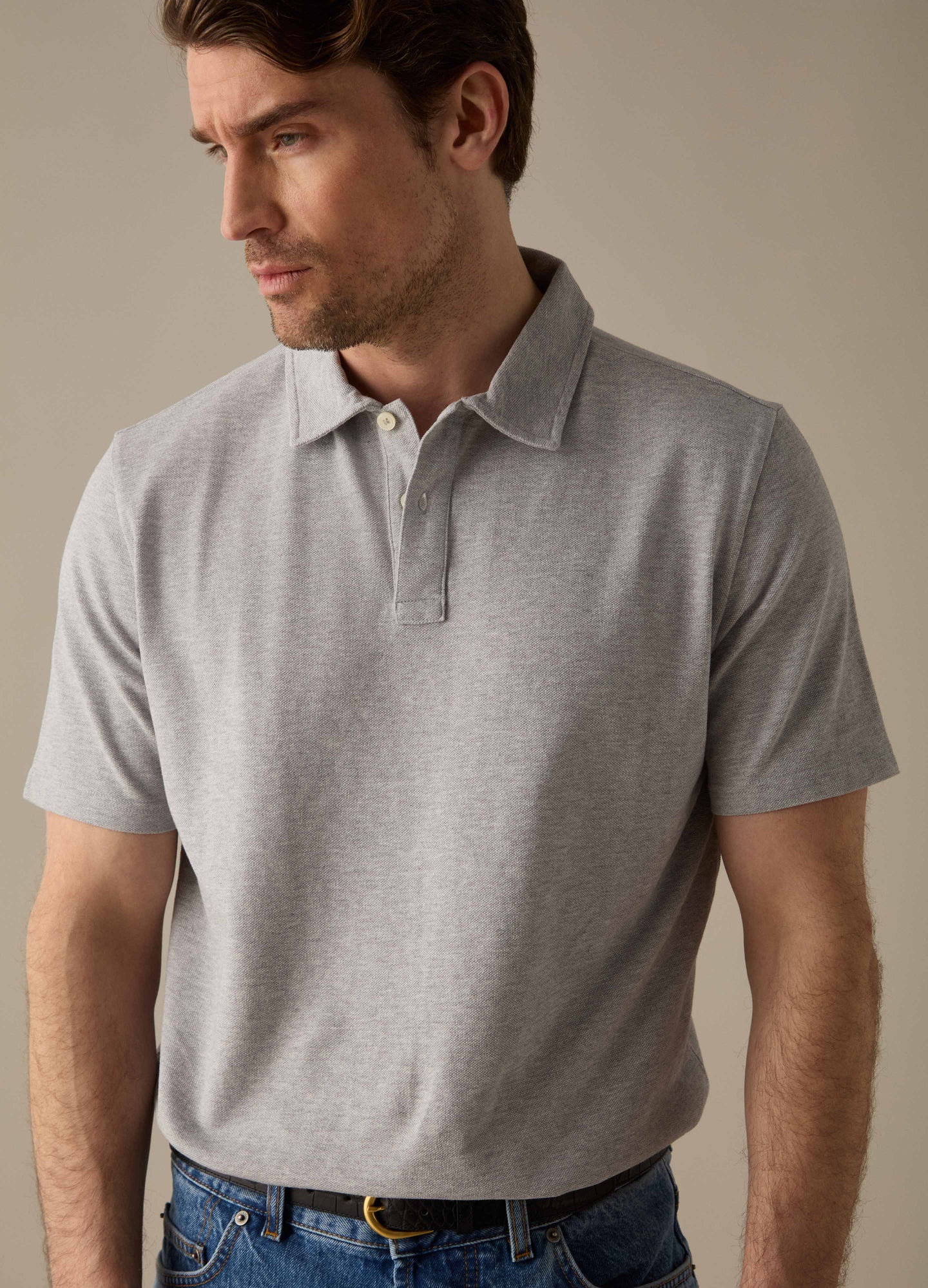 Torkel Short Sleeve Polo Shirt - Grey Melange Berg & Berg